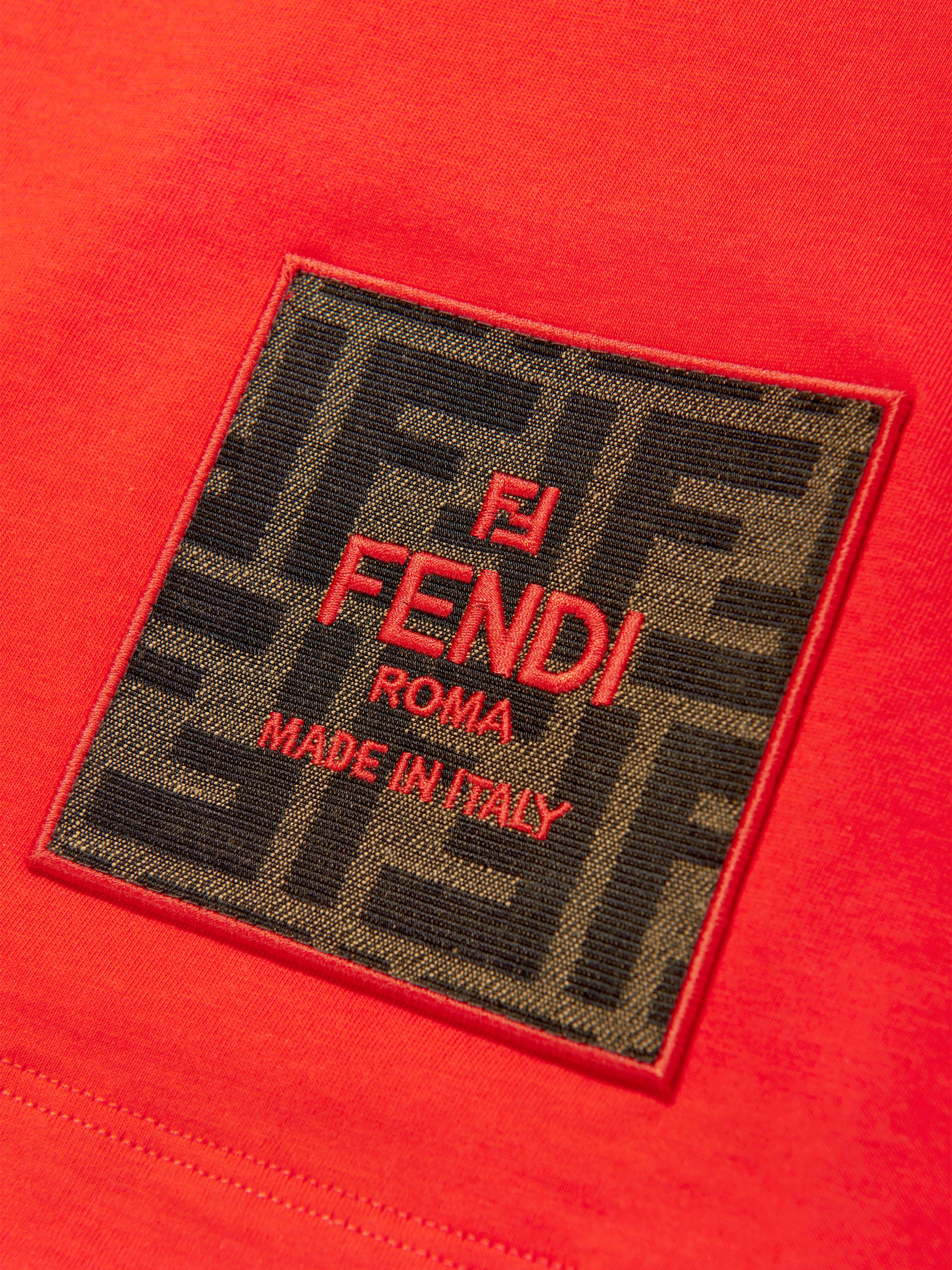 Fendi Kids Logo T-Shirt in Red Free Shipping Low Shipping