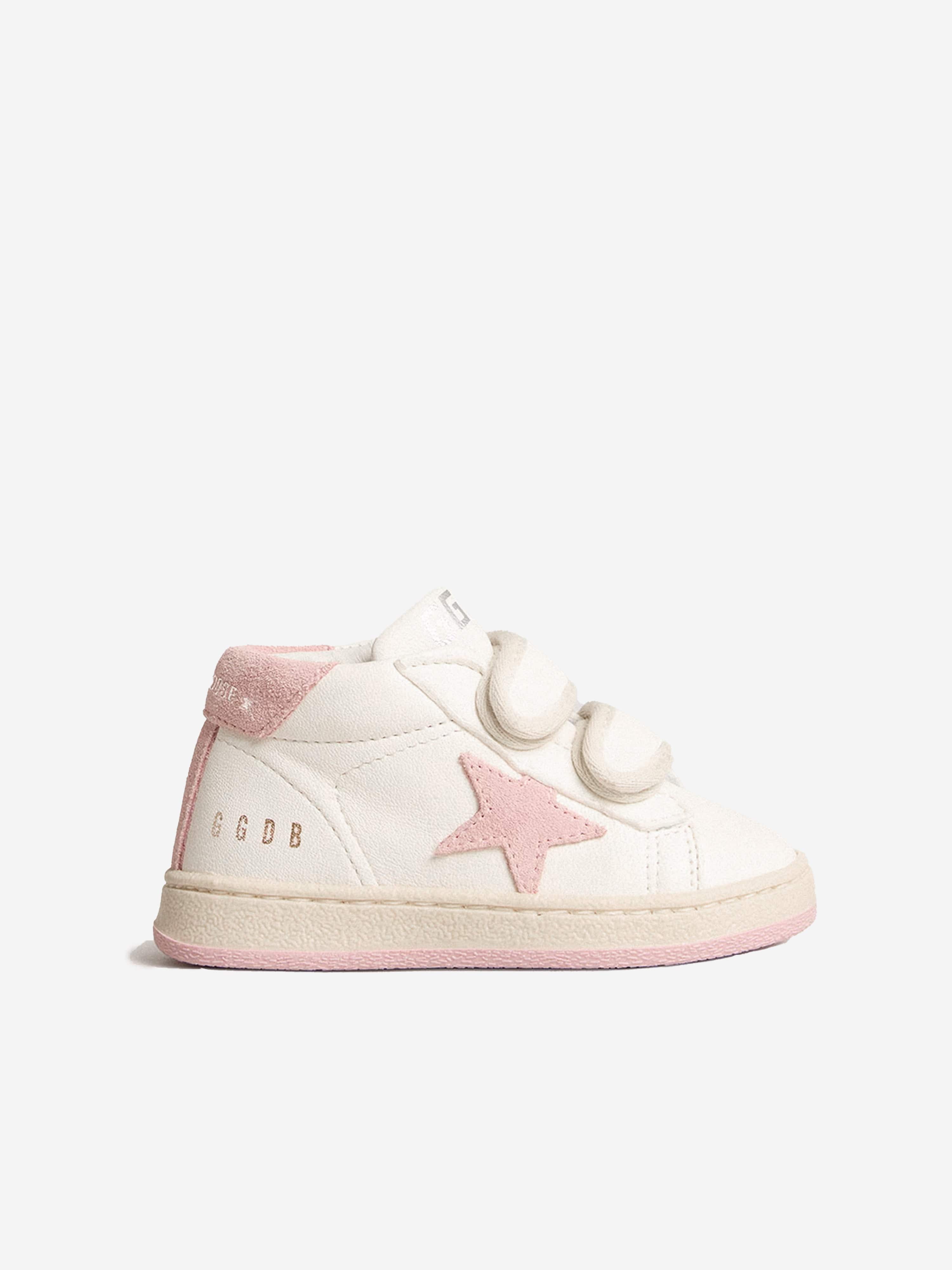 Golden Goose Girls Leather and Suede Star June Trainers in White Free Shipping Cost