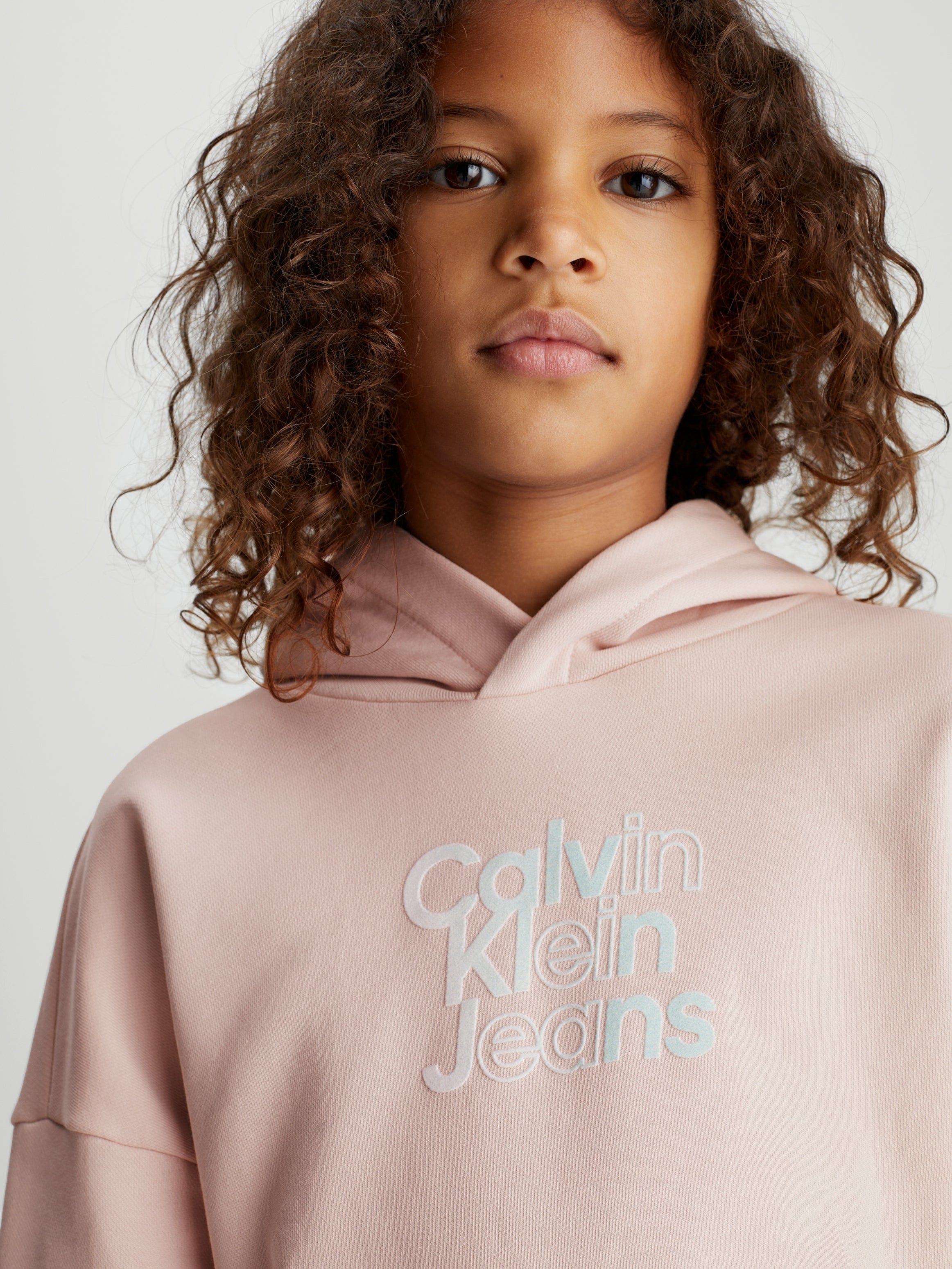Calvin Klein Girls Gradient Flock Logo Hoodie in Pink Outlet Affordable