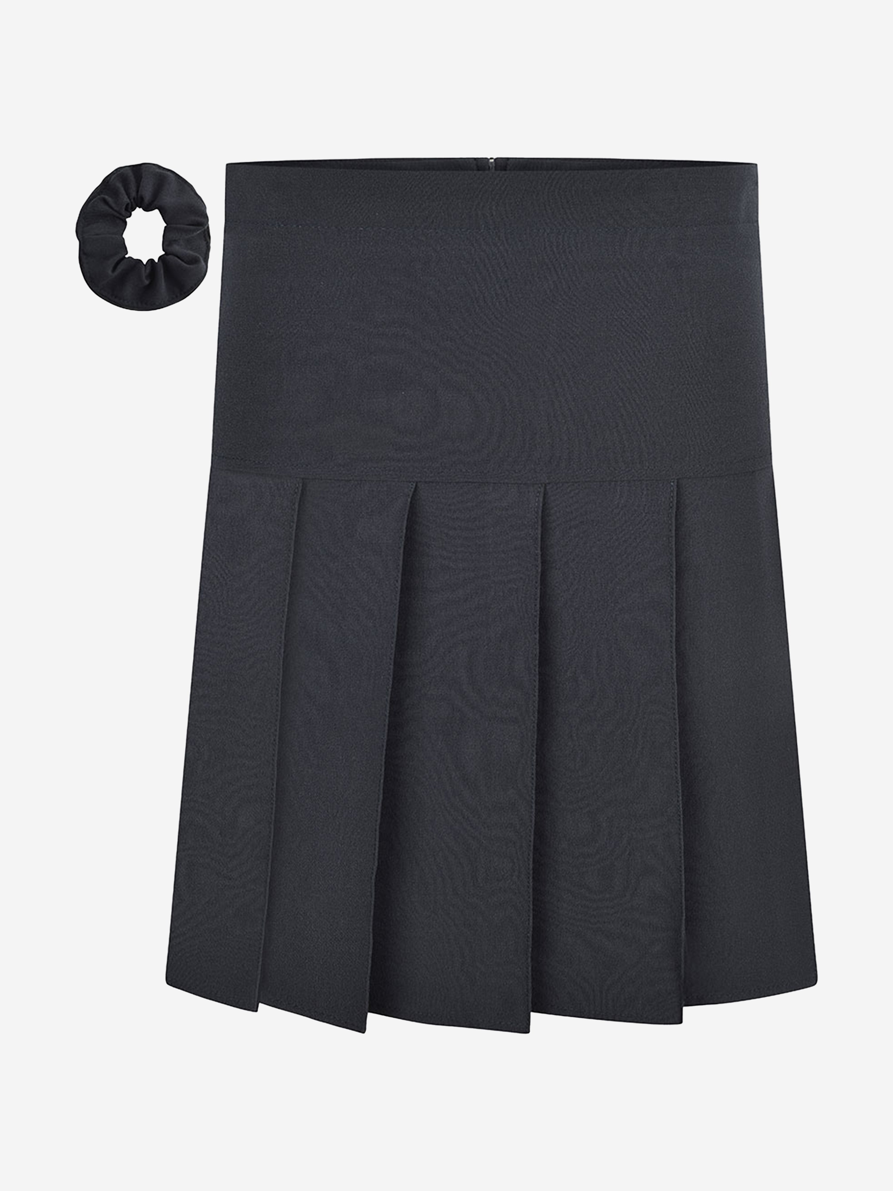 Zeco Girls School Pleated Skirt With Scrunchie (Regular Length) in Navy Clearance Cost