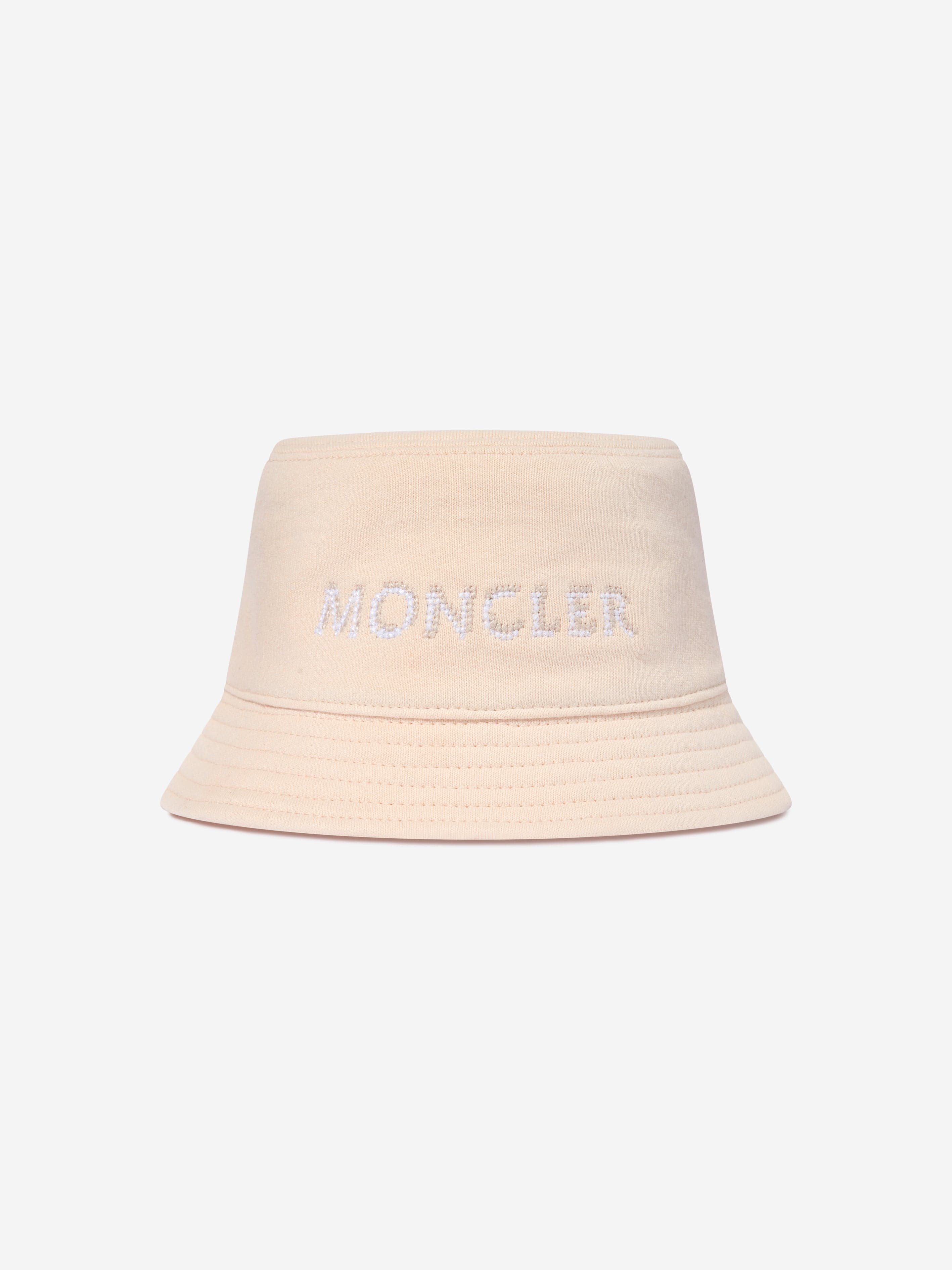 Moncler Enfant Girls Logo Bucket Hat in Ivory Cheap Sale Visit