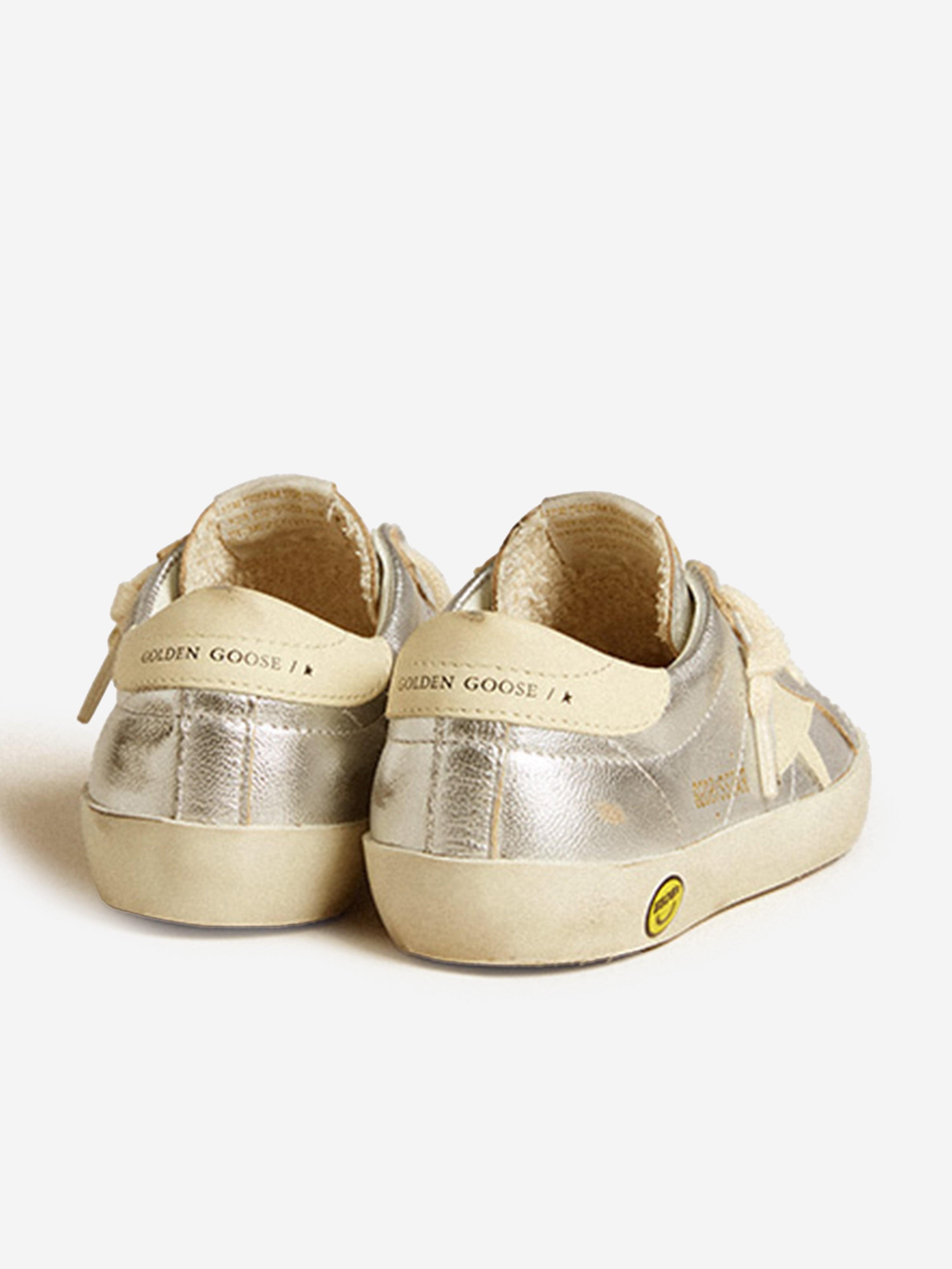 Girls Leather Laminated Super-Star Trainers in Silver Amazon Footaction