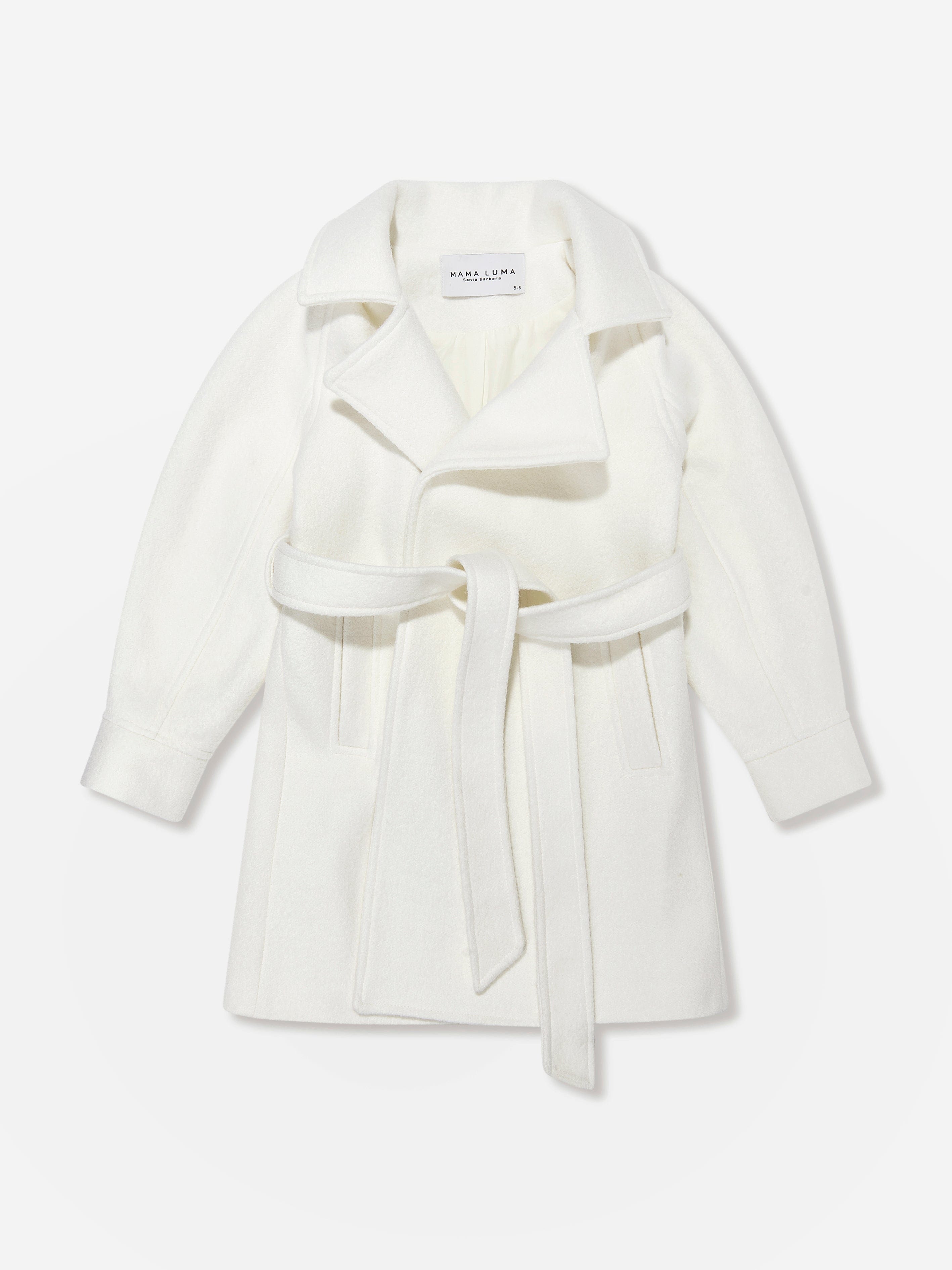 Mama Luma Girls Long Coat in White Discount Hot Sale