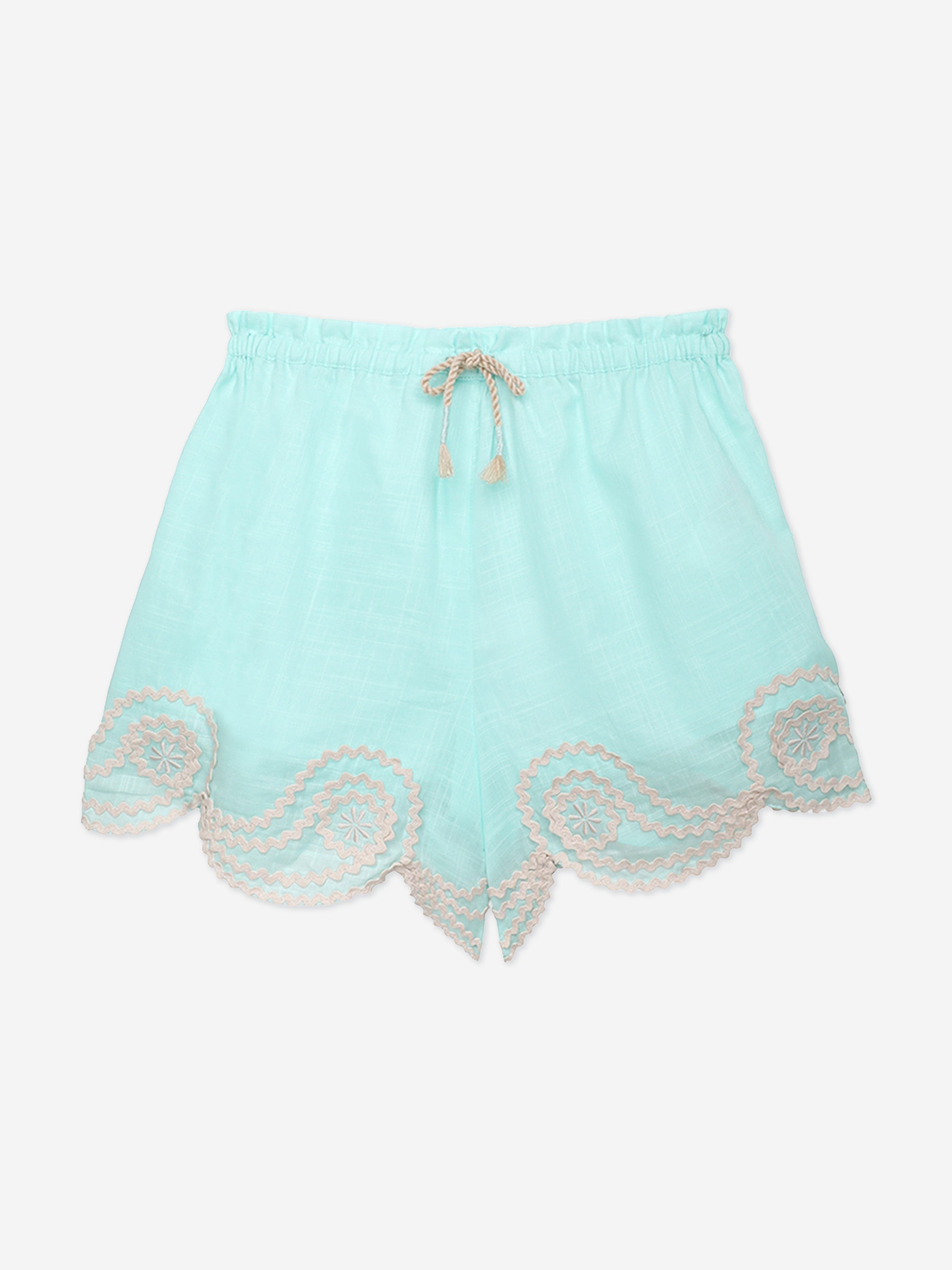 Zimmermann Girls Waverly Ric Rac Shorts in Blue Free Shipping Looking For