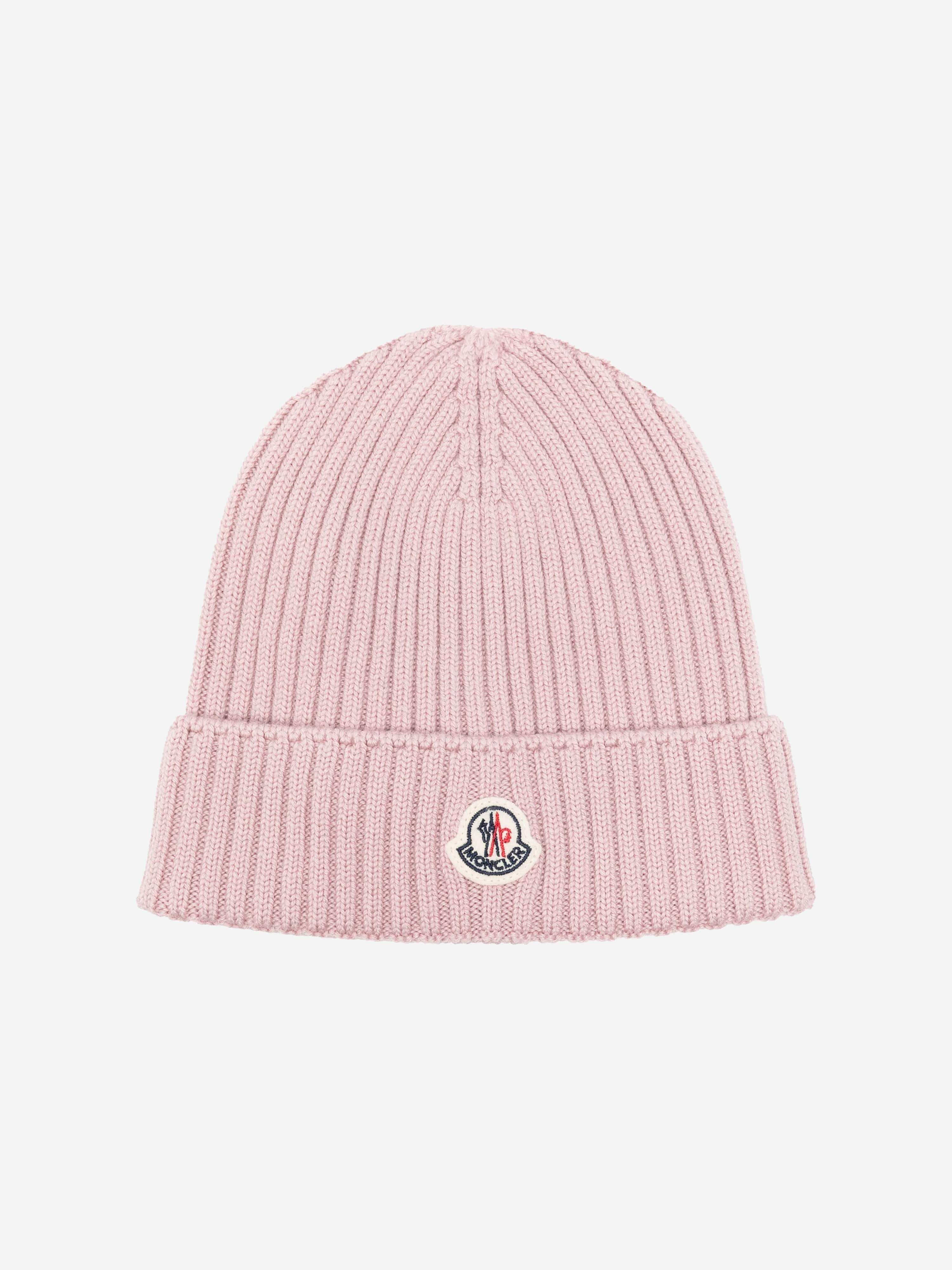 Moncler Enfant Girls Wool Beanie Hat in Pink Visit New