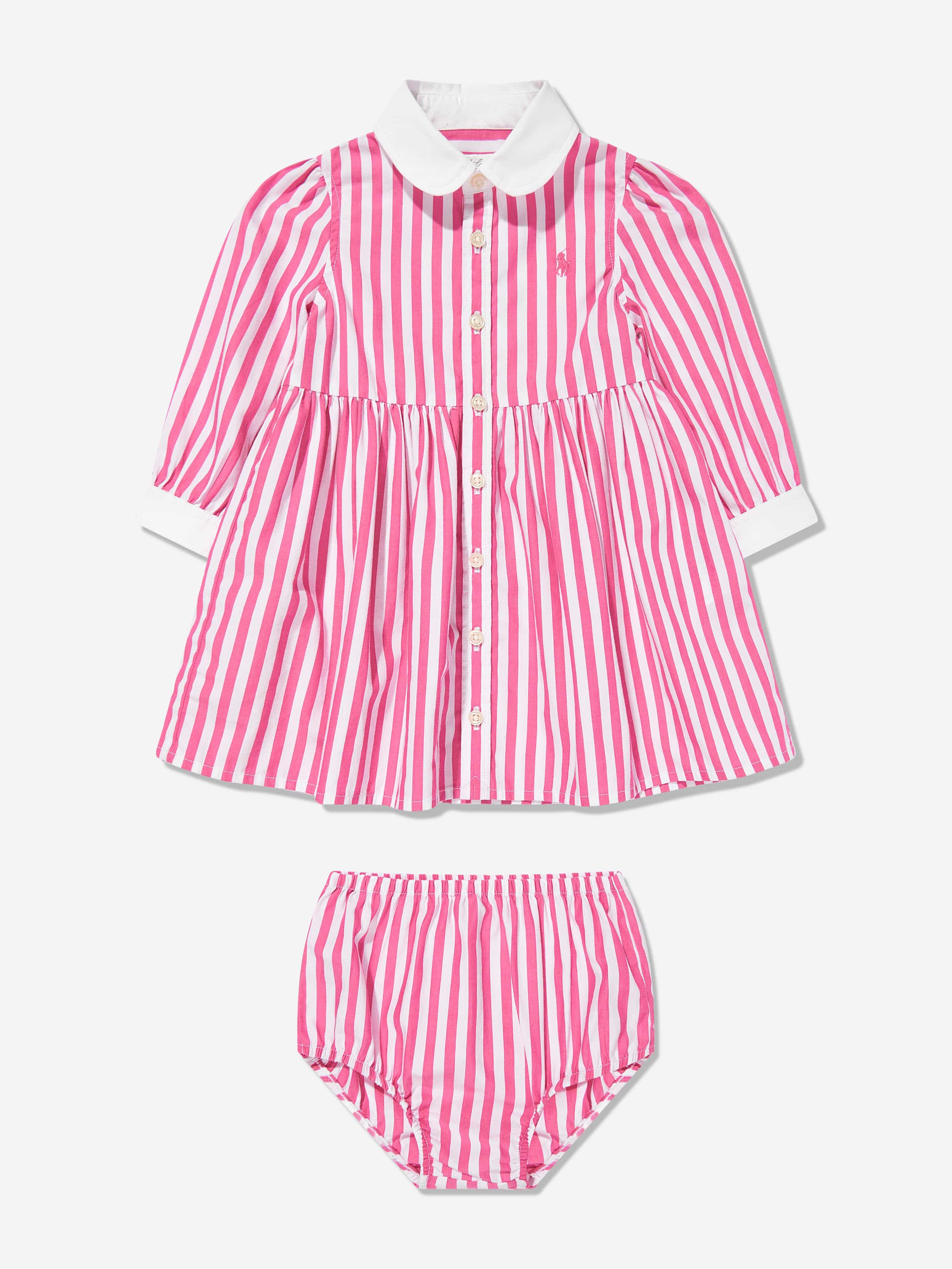Baby Girls Striped Shirt Dress in Pink Genuine Online