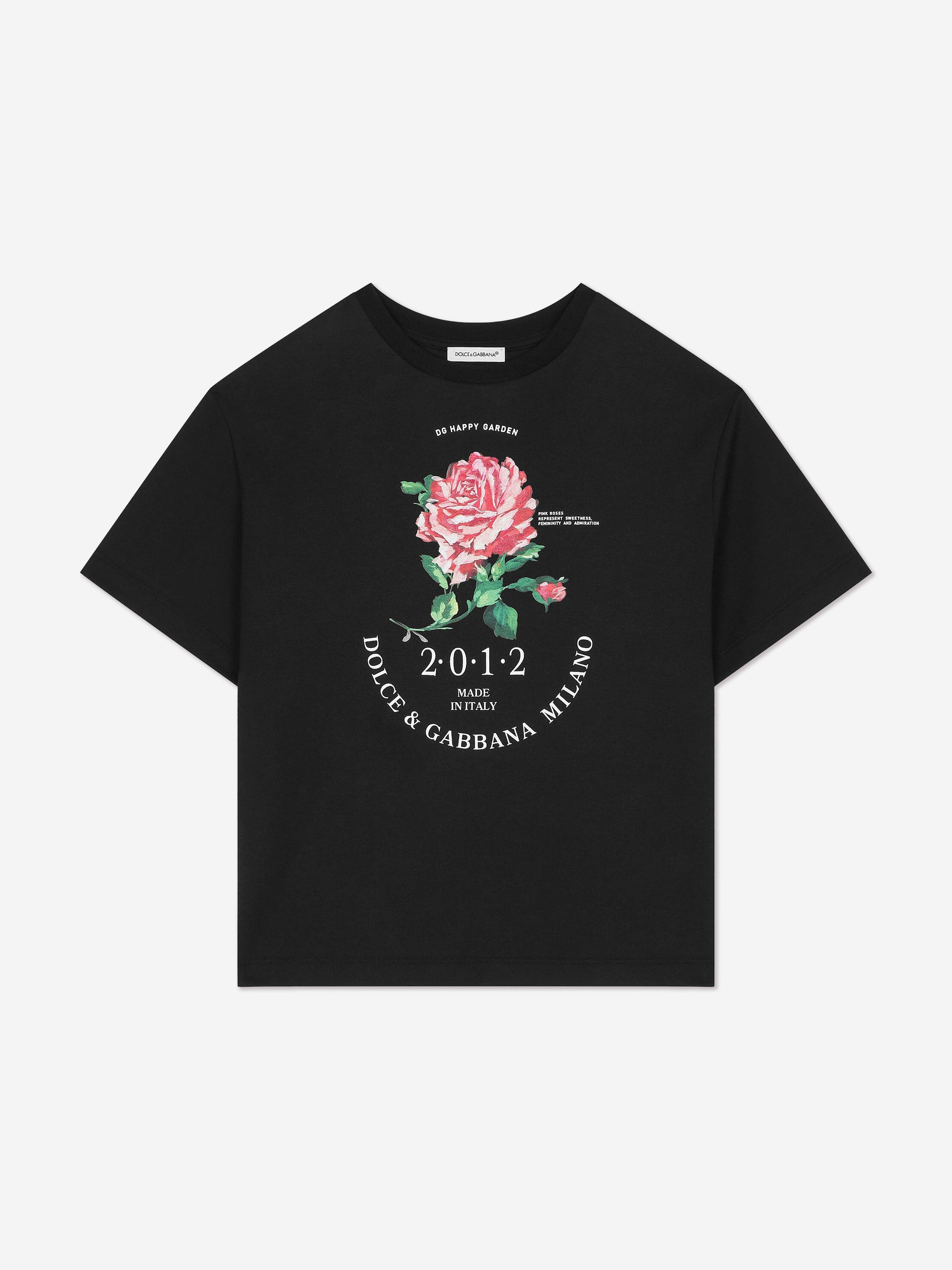 Dolce & Gabbana Girls Glitter Rose T-Shirt in Black Discount Newest