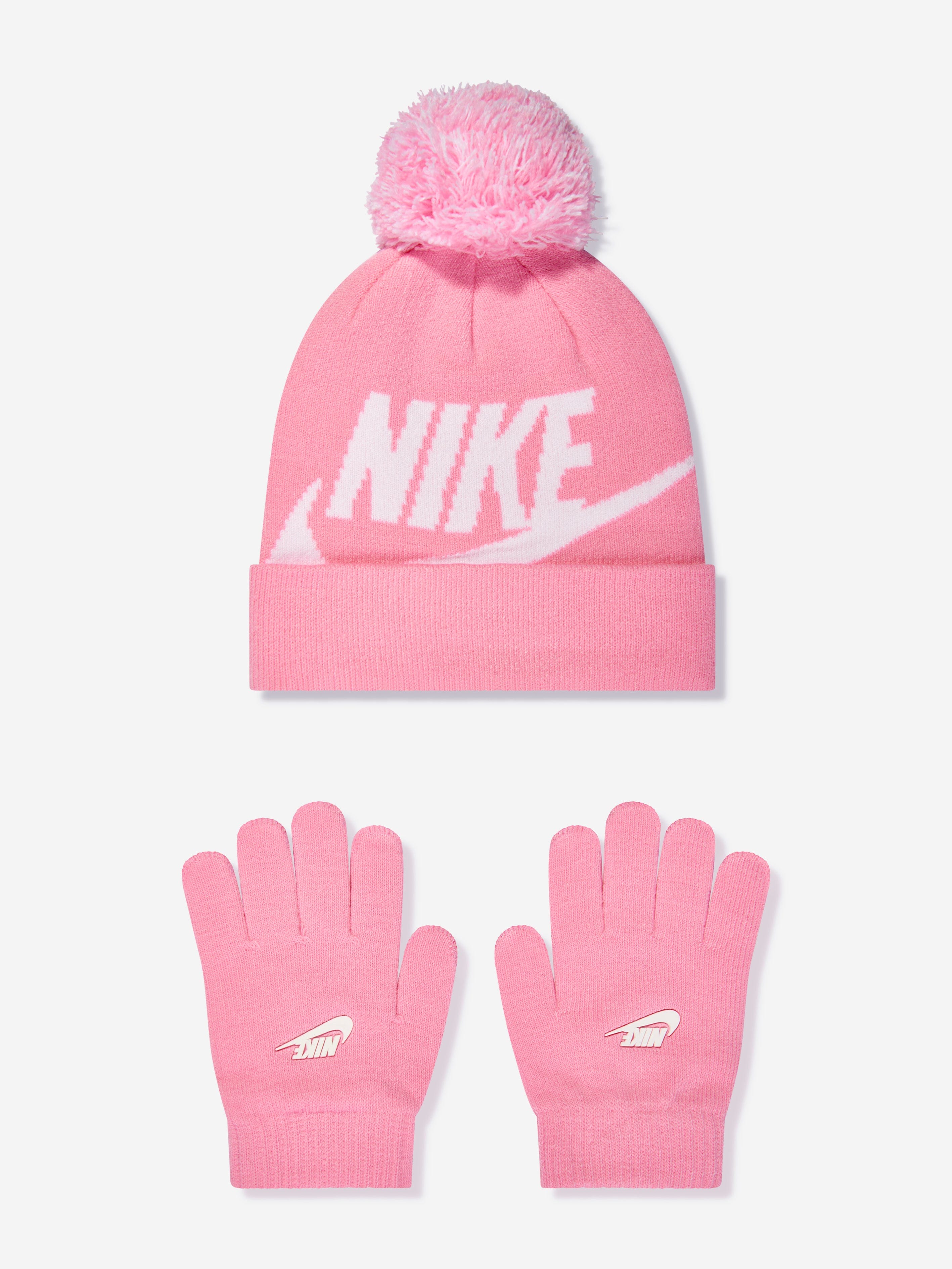 Nike Girls Swoosh Pom Beanie and Gloves Set in Pink Discount 2025 New
