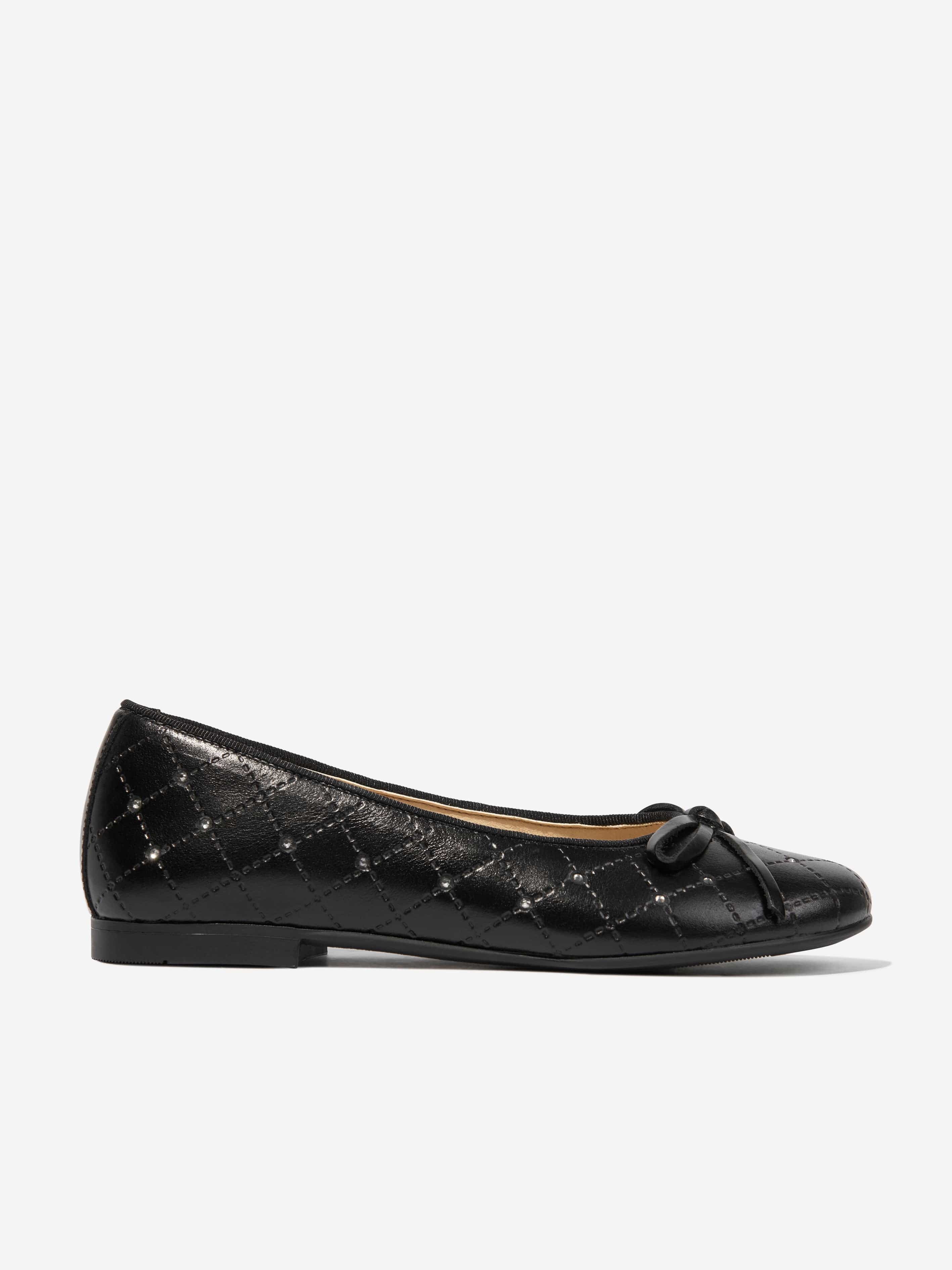 Andanines Girls Leather Ballerinas in Black Discount Reliable