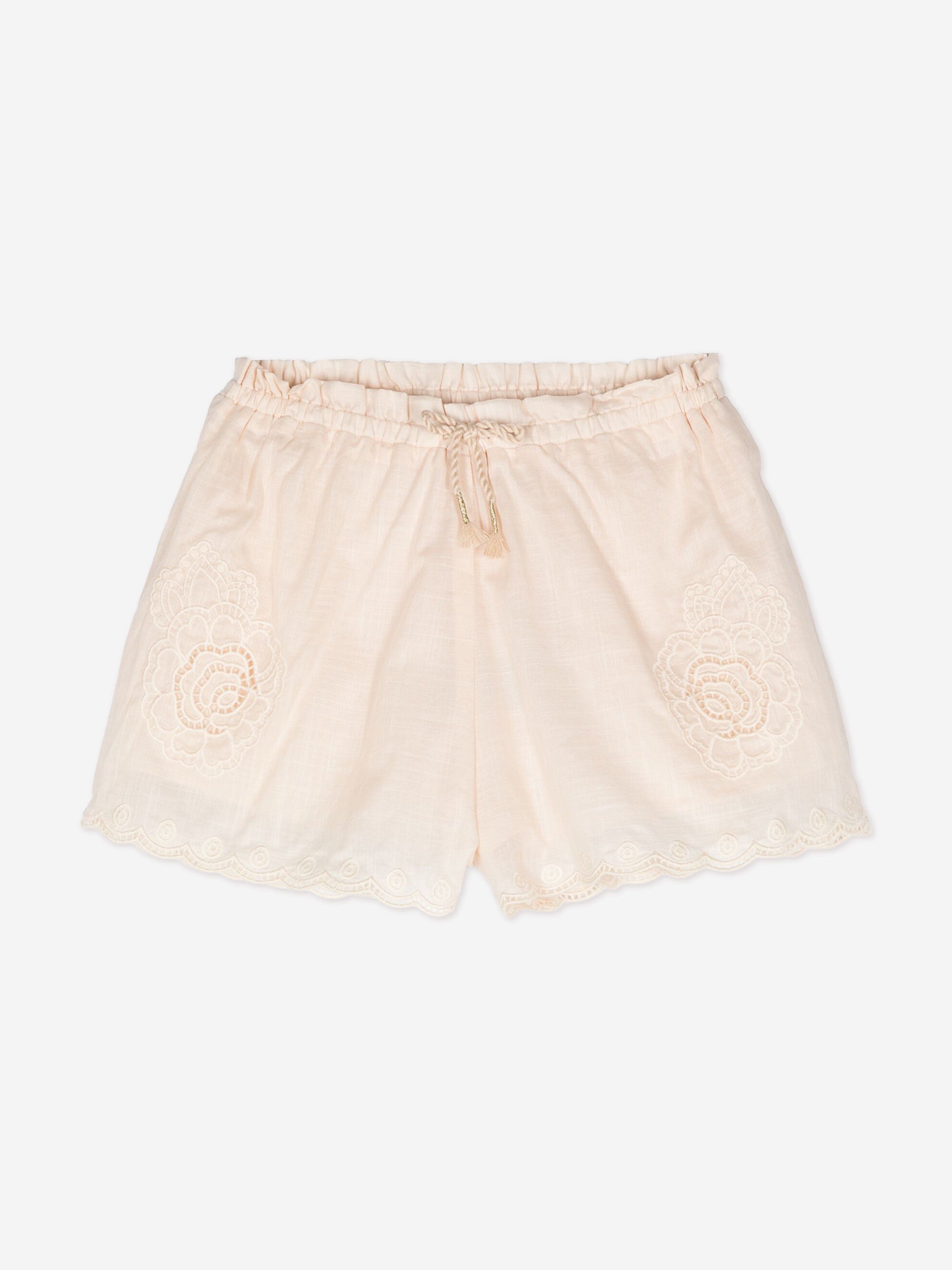 Zimmermann Girls Halliday Embroidered Shorts in Ivory Cheap Sale 2025 New