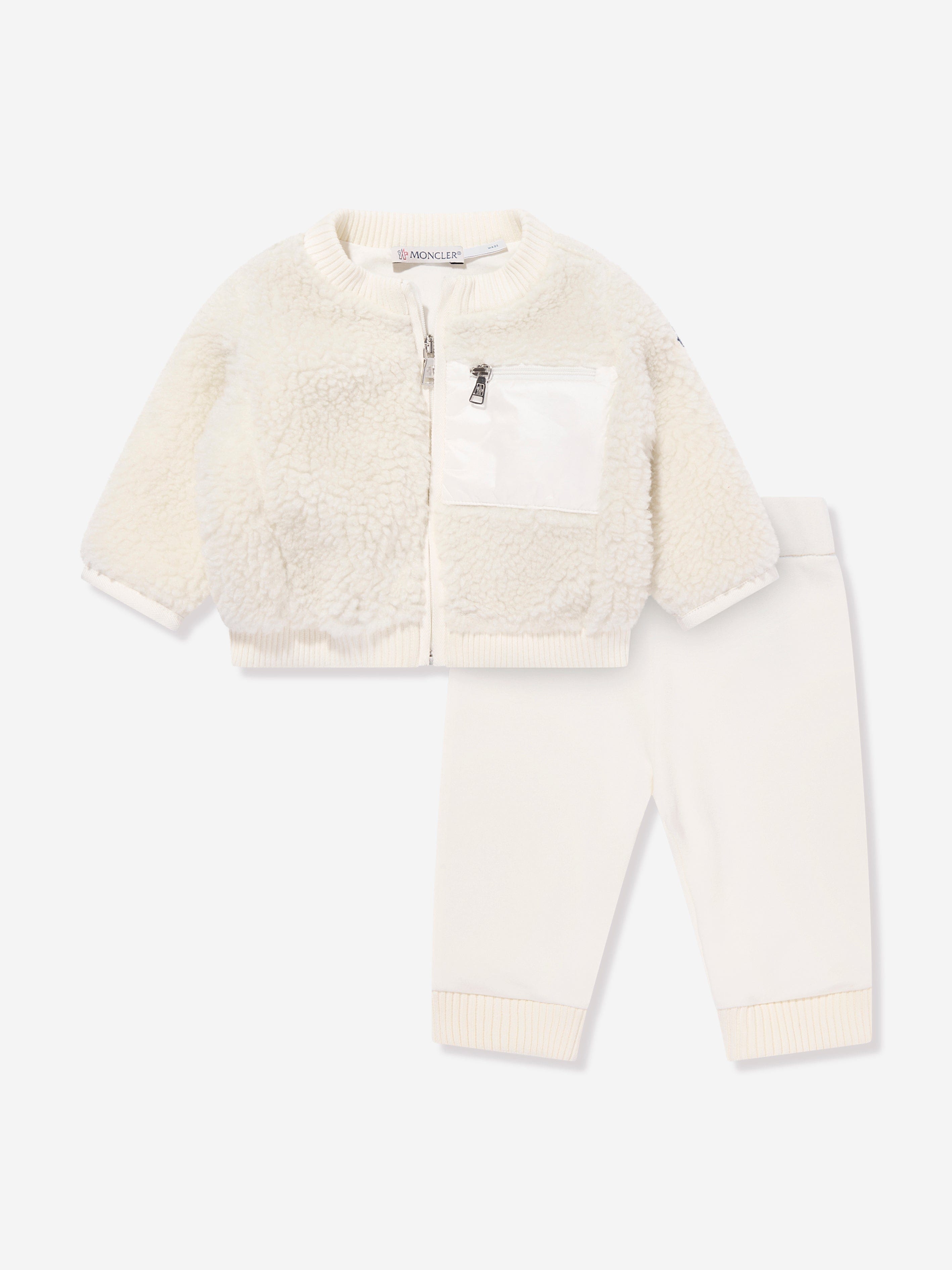 Moncler Enfant Baby Teddy Fleece Tracksuit in Ivory Discount Fast Delivery