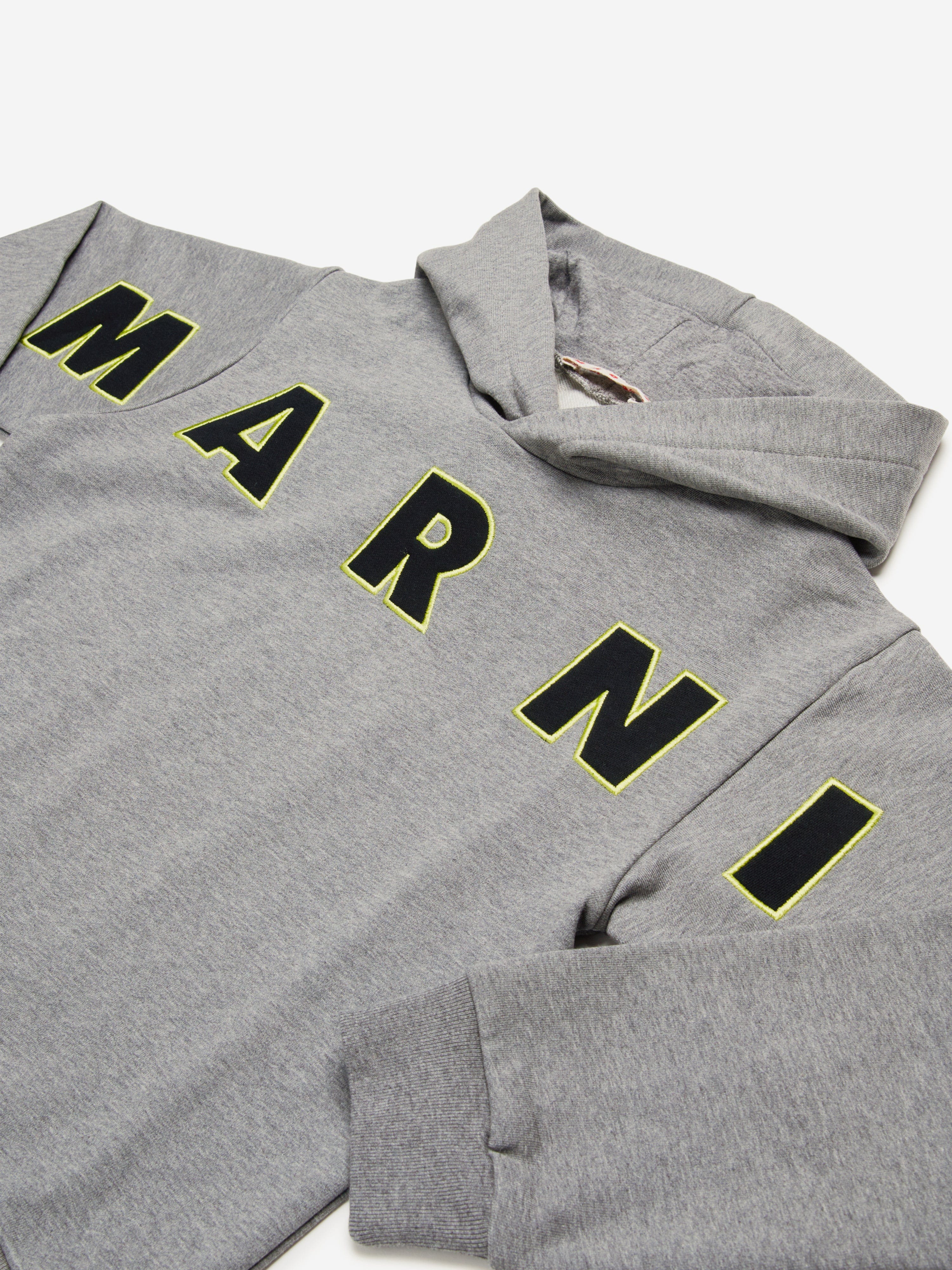 MARNI Kids Logo Hoodie in Grey 2025 Unisex For Sale