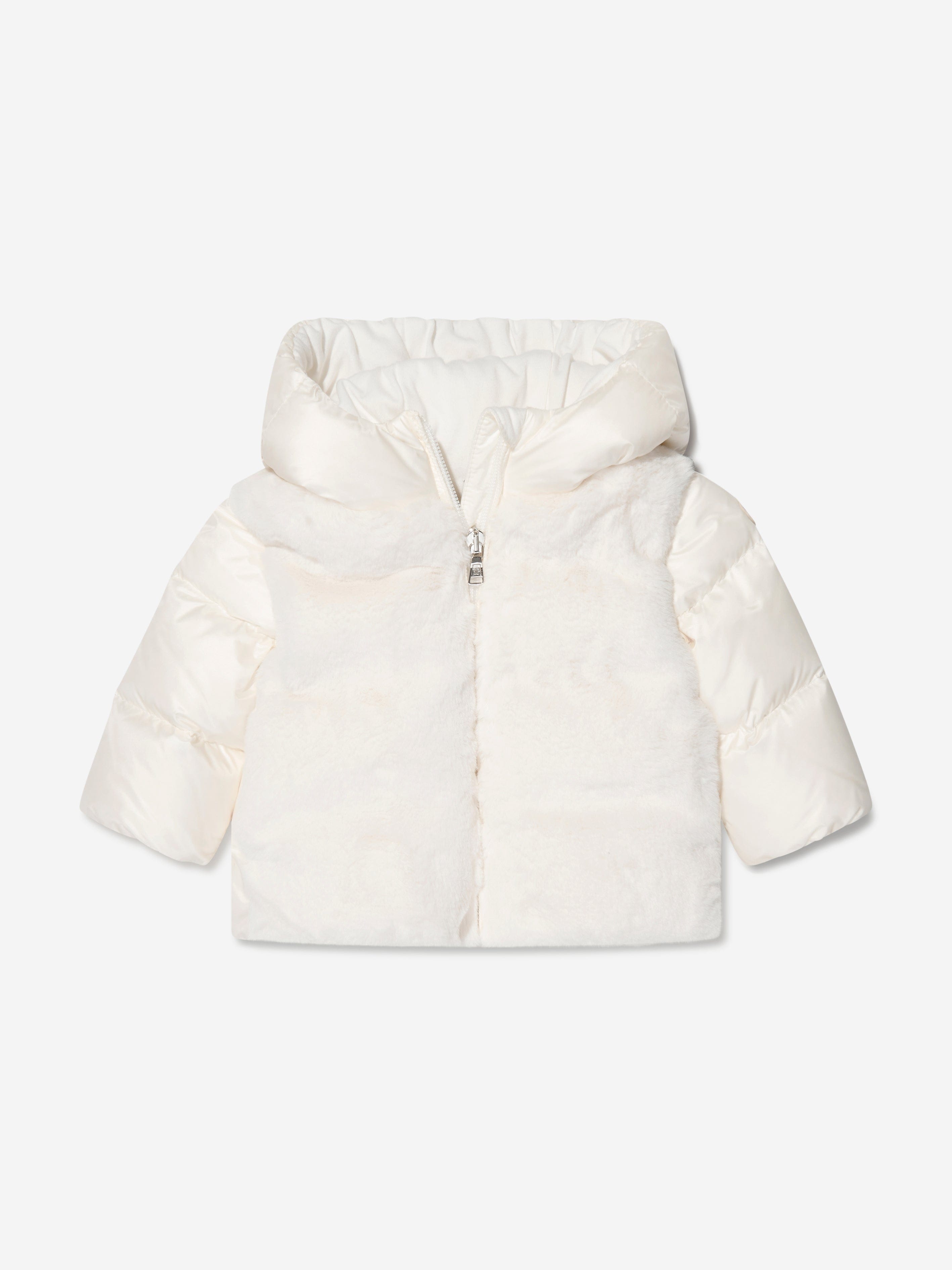 Moncler Enfant Baby Girls Down Padded Natas Jacket in White Sale High Quality