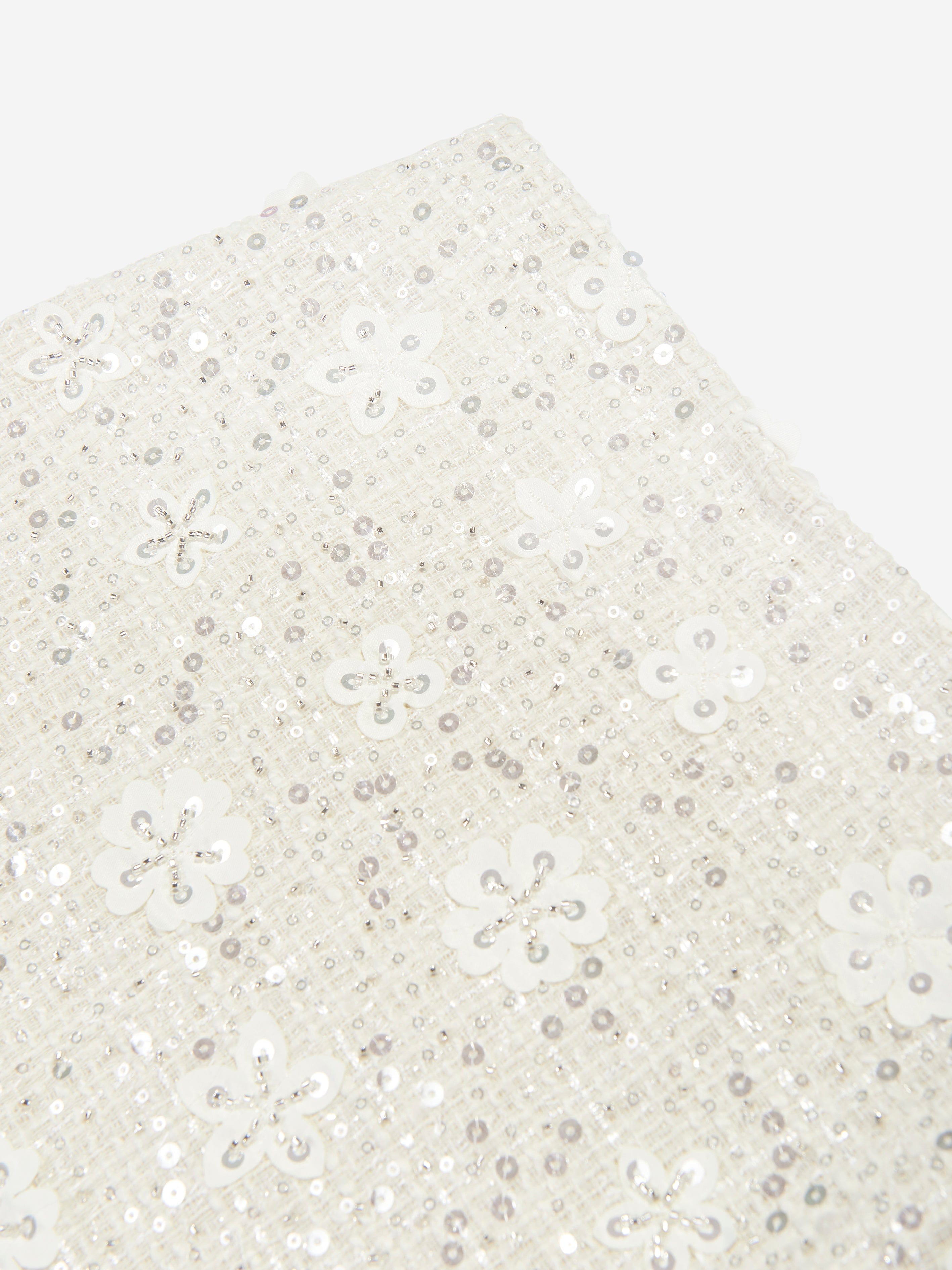 Mama Luma Girls Sequin Embroidered Skirt in White Purchase Cheap Pice