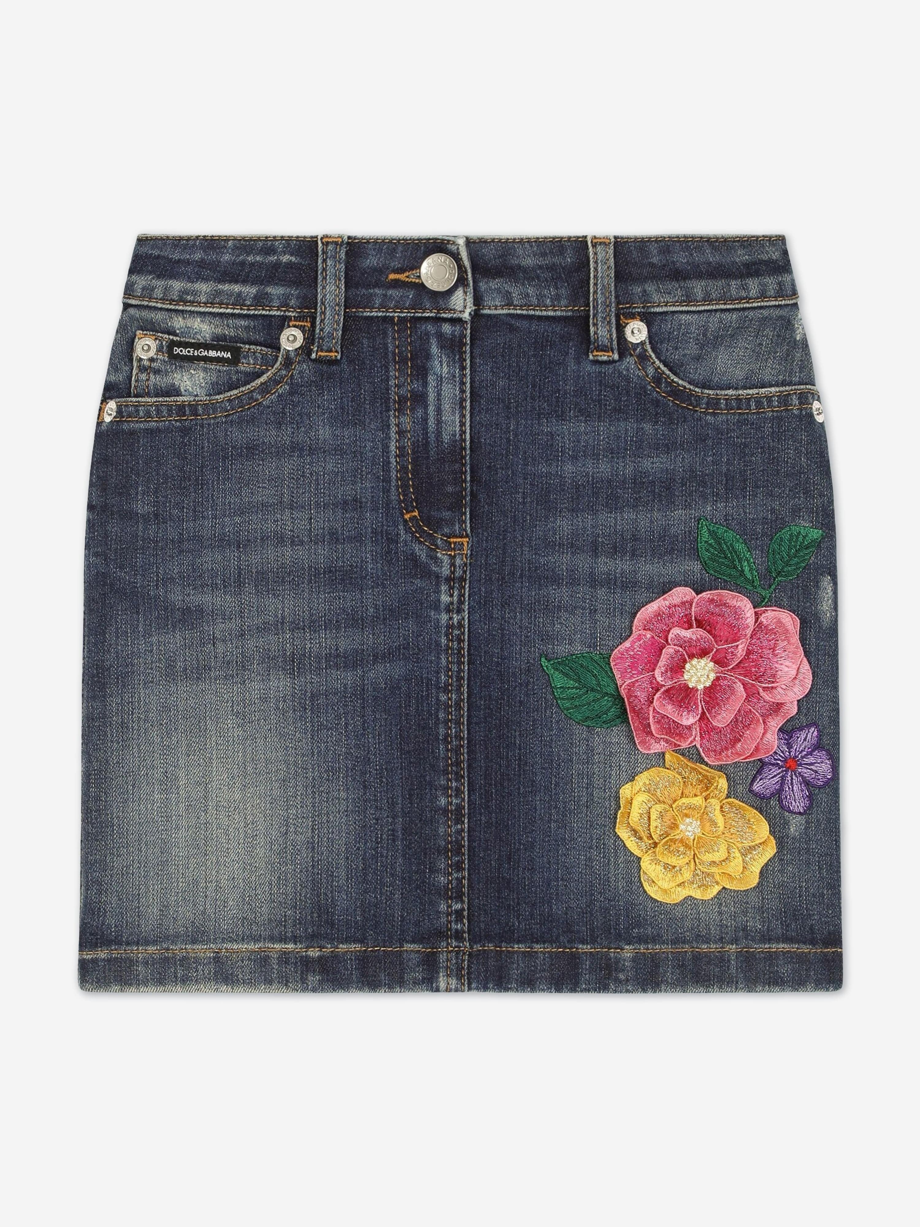 Dolce & Gabbana Girls Denim Skirt in Blue Original Cheap Pice