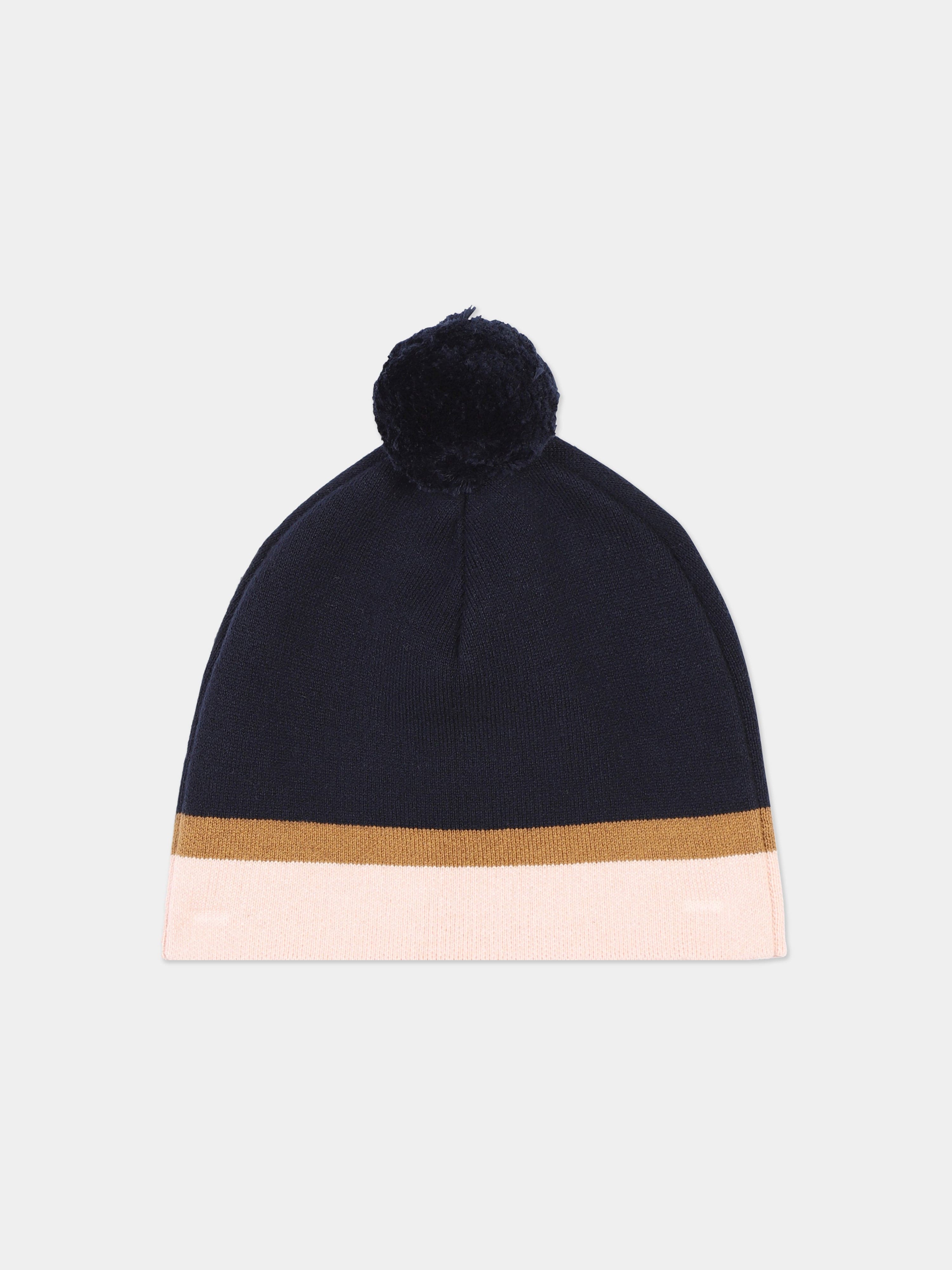 Chlo¨¦ Girls Knitted Bobble Hat in Navy Low Cost