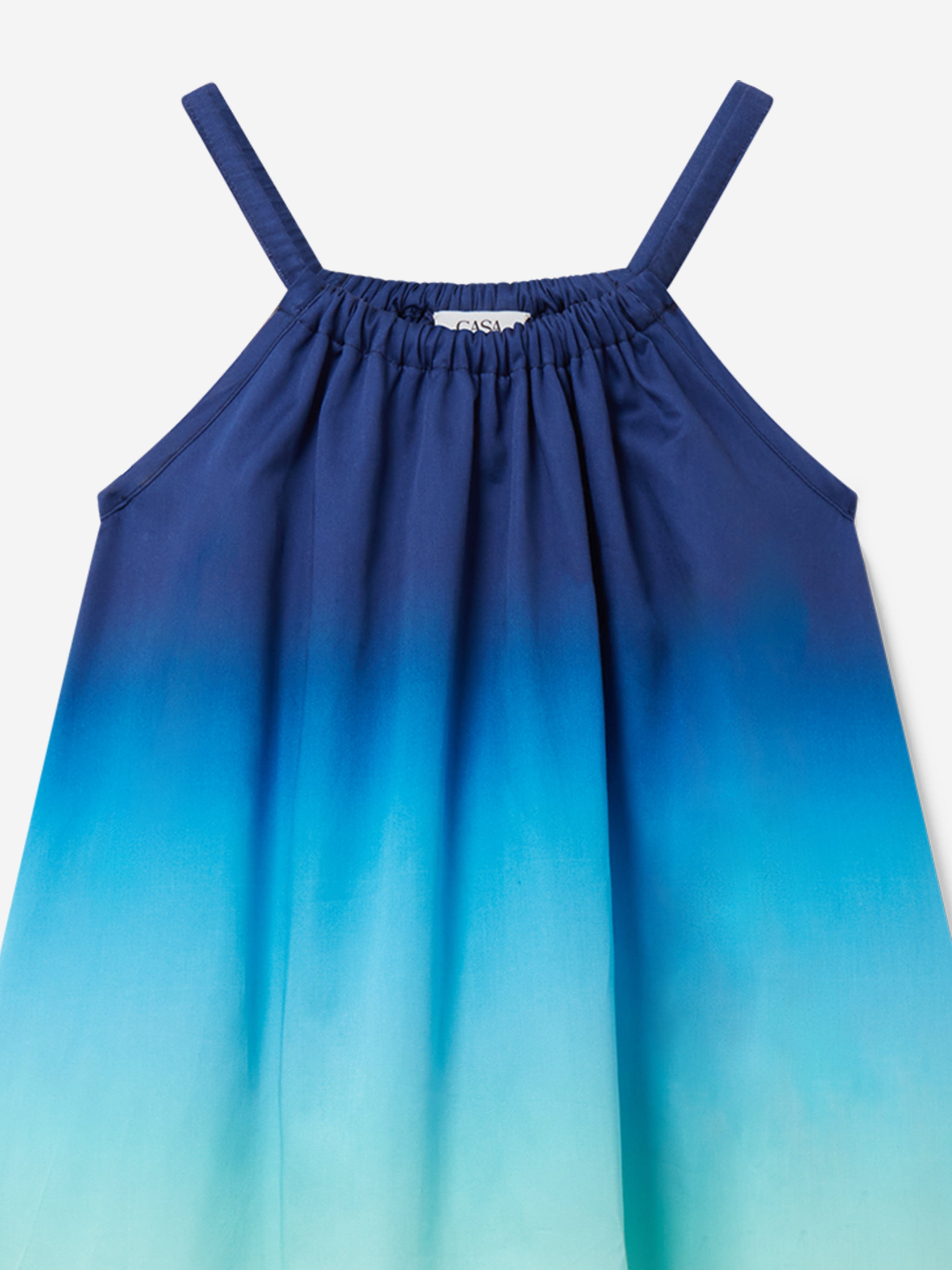 Girls Gradient Summer Dress in Blue Top Quality Cheap Pice