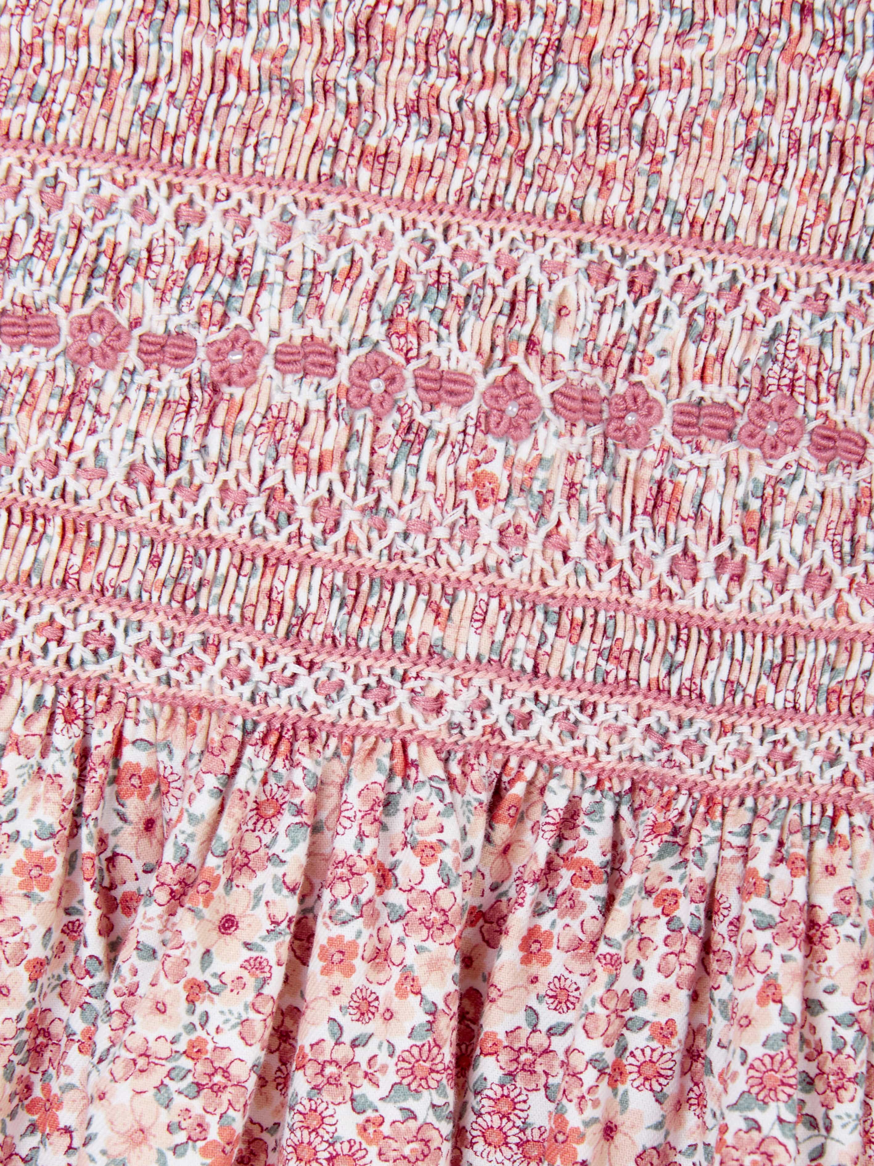 Girls Floral Smocked Dress in Pink Visit New