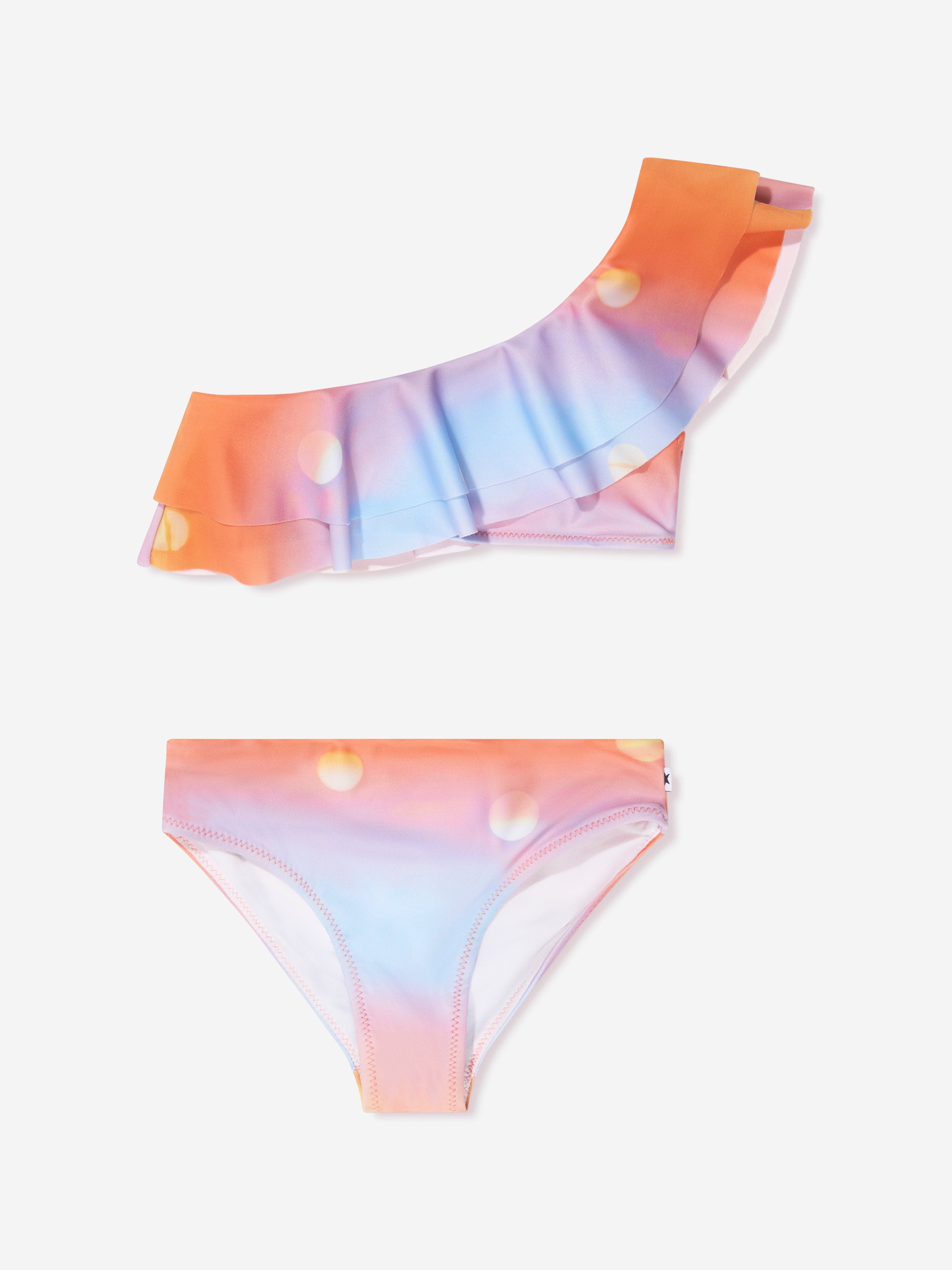 Molo Girls Sun Print Nikkie Asymmetrical Bikini In Orange Discount Popular