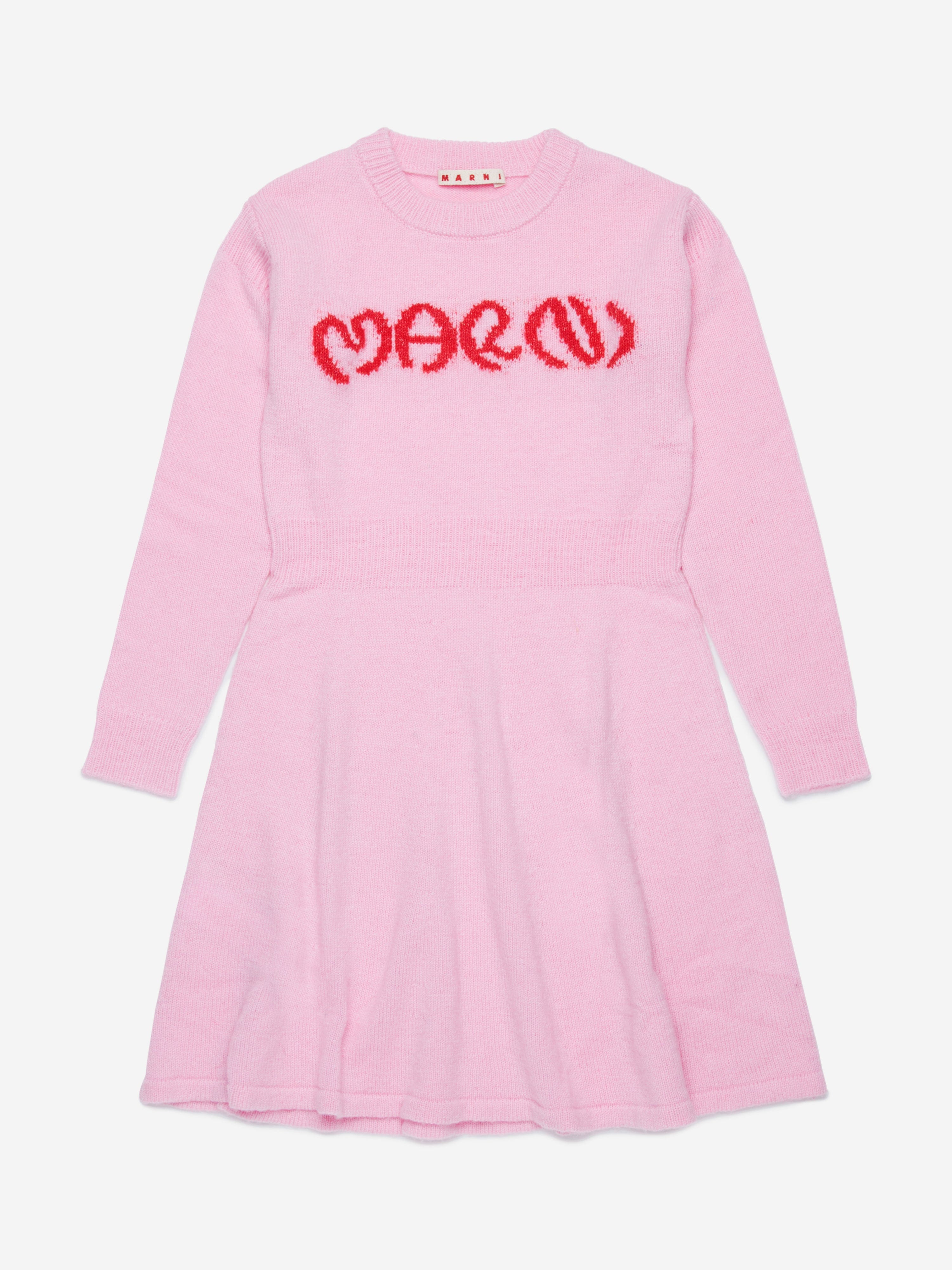 MARNI Girls Knitted Logo Dress in Pink Cheap Cost