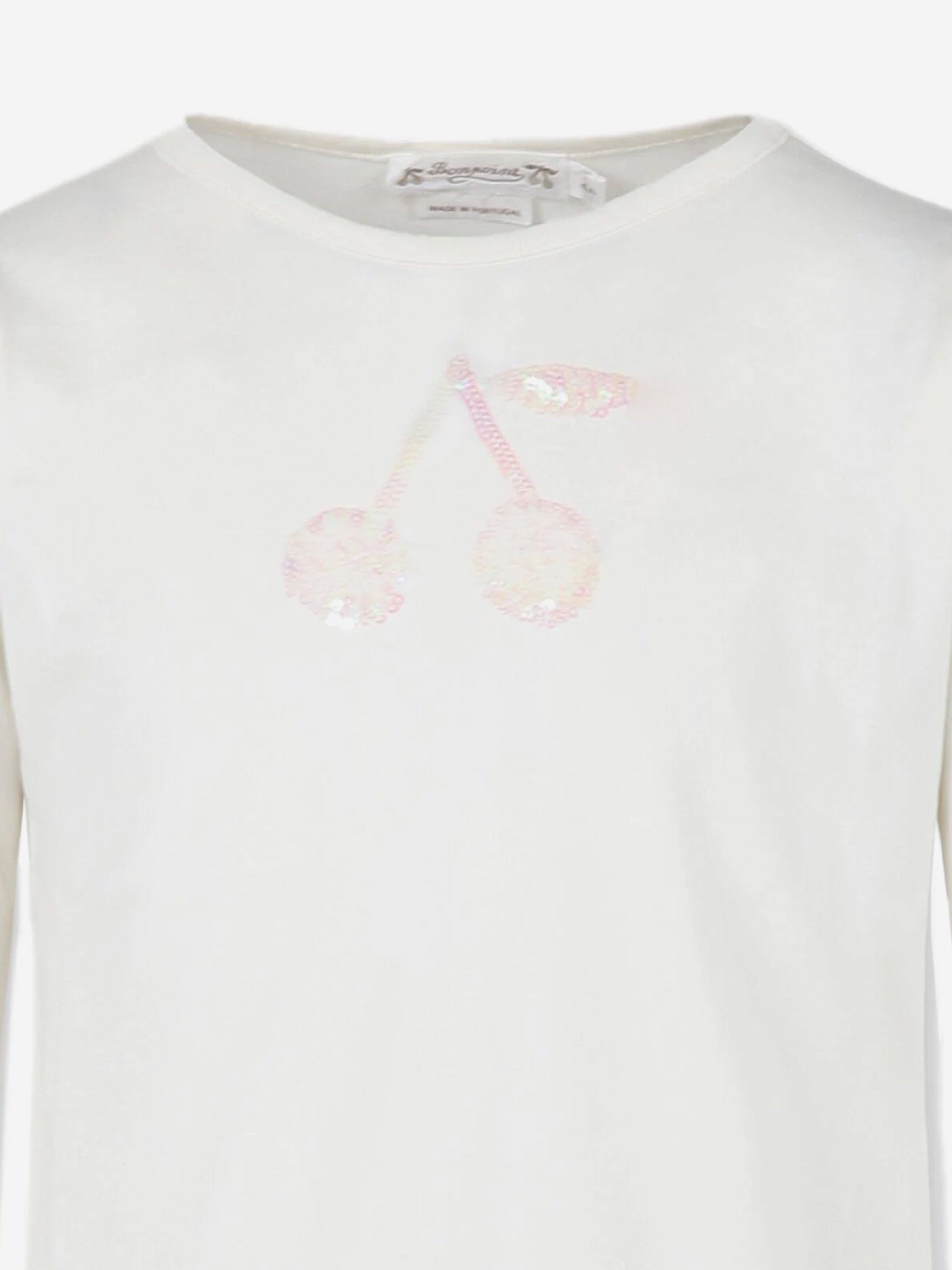 Bonpoint Girls Gracieuse Long Sleeve T-Shirt in White Buy Cheap Discounts