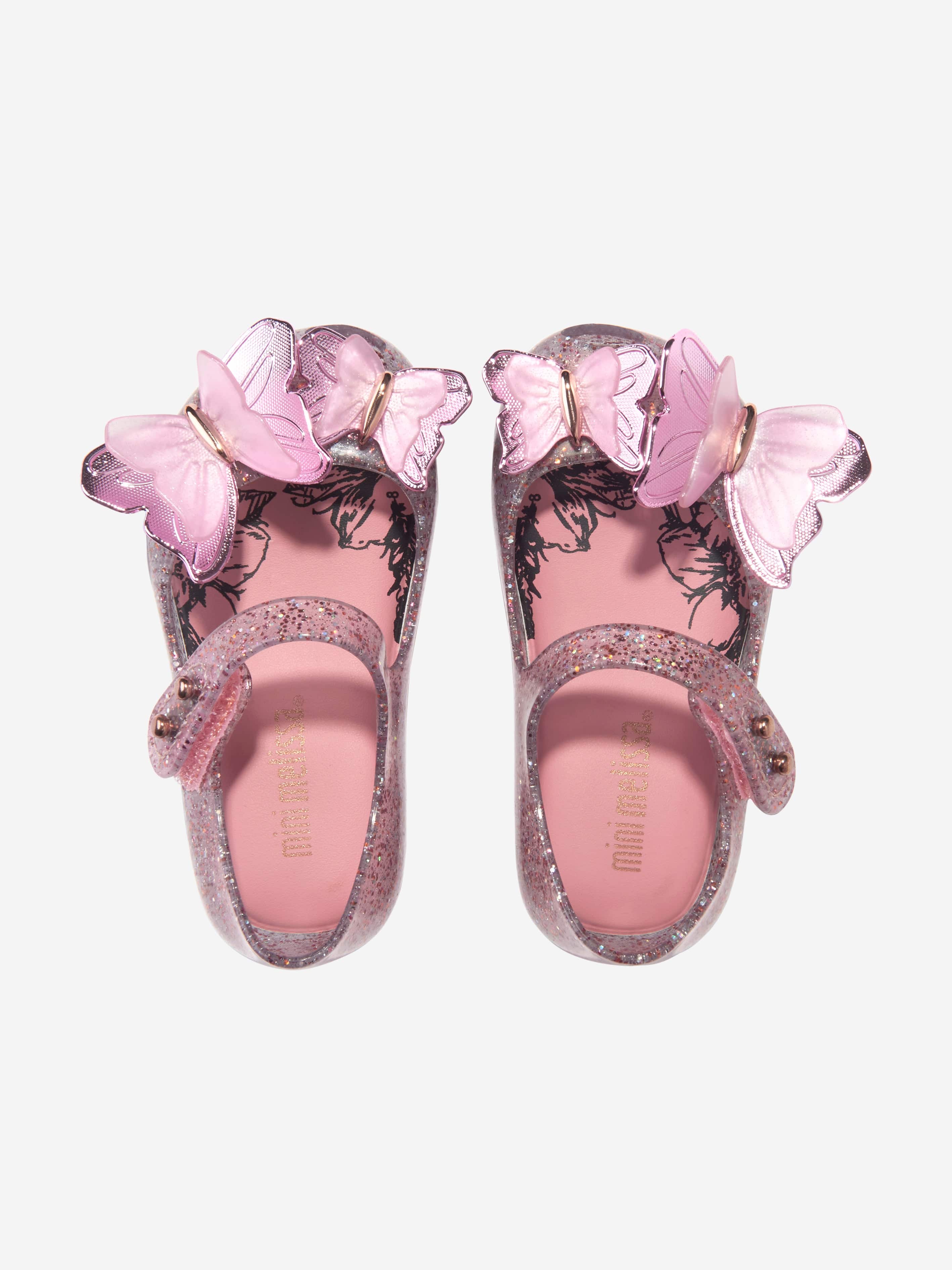 Mini Melissa Girls Mini Ultragirl Butterfly Jelly Ballerinas in Pink Finishline For Sale