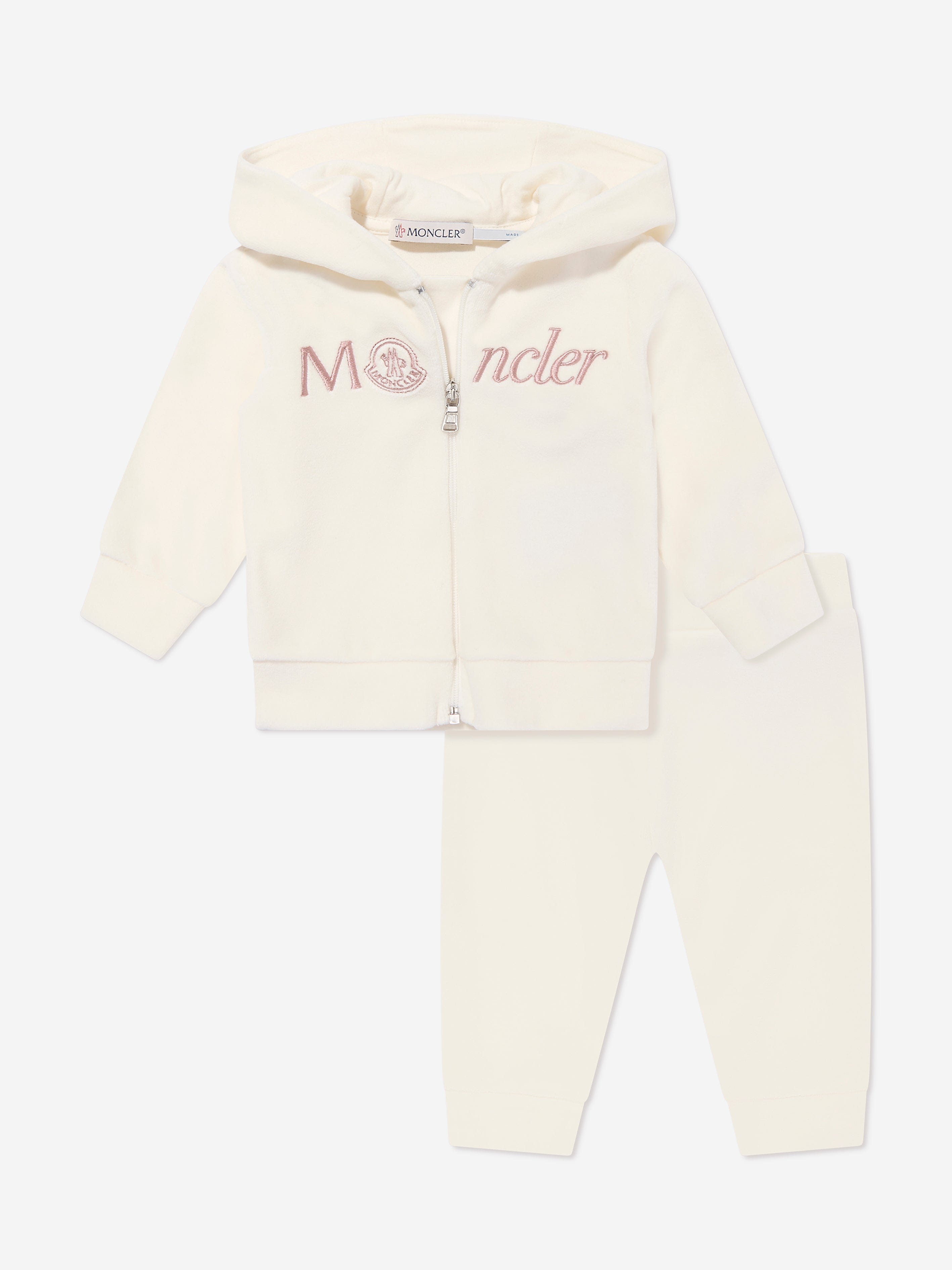 Moncler Enfant Baby Girls Logo Tracksuit in Ivory Geniue Stockist Online