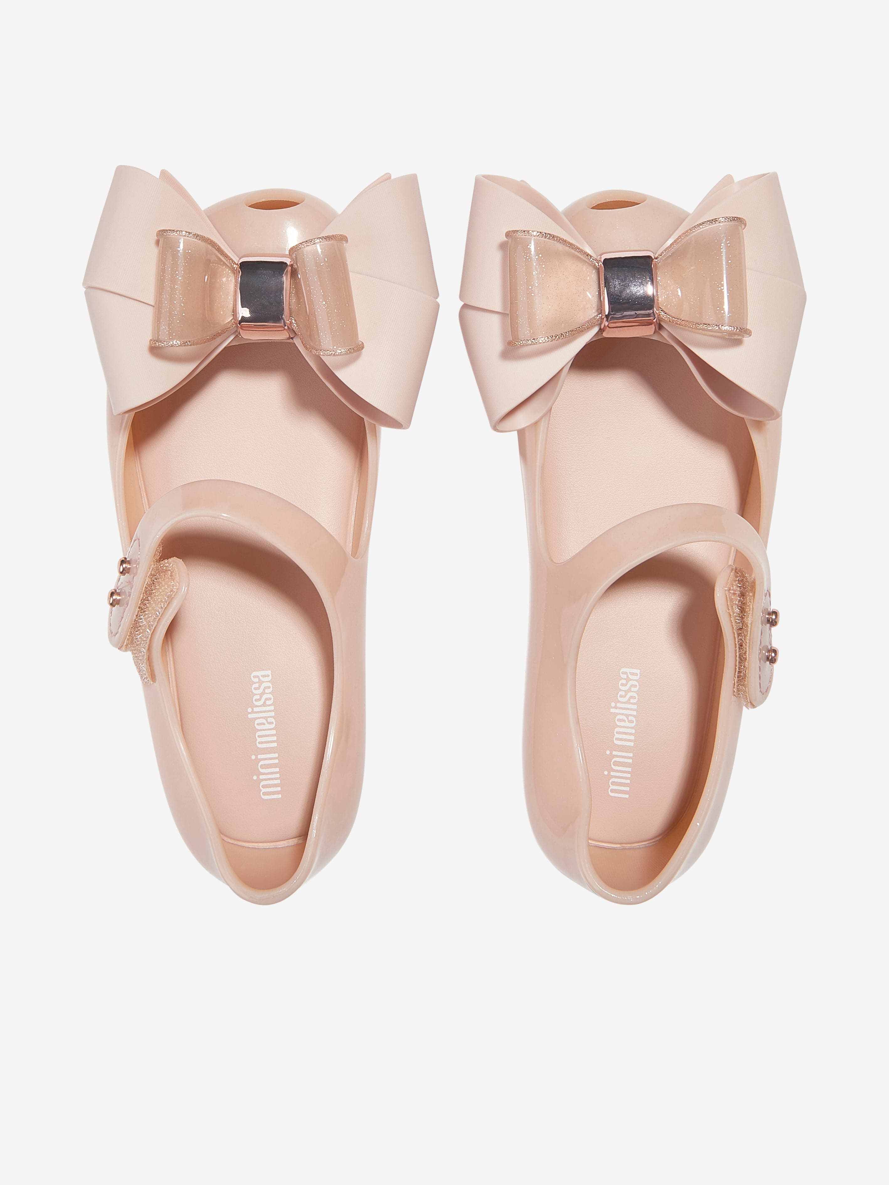 Mini Melissa Girls Mini Ultragirl Fab Bow Ballerinas in Pink New Arrival Cheap Online