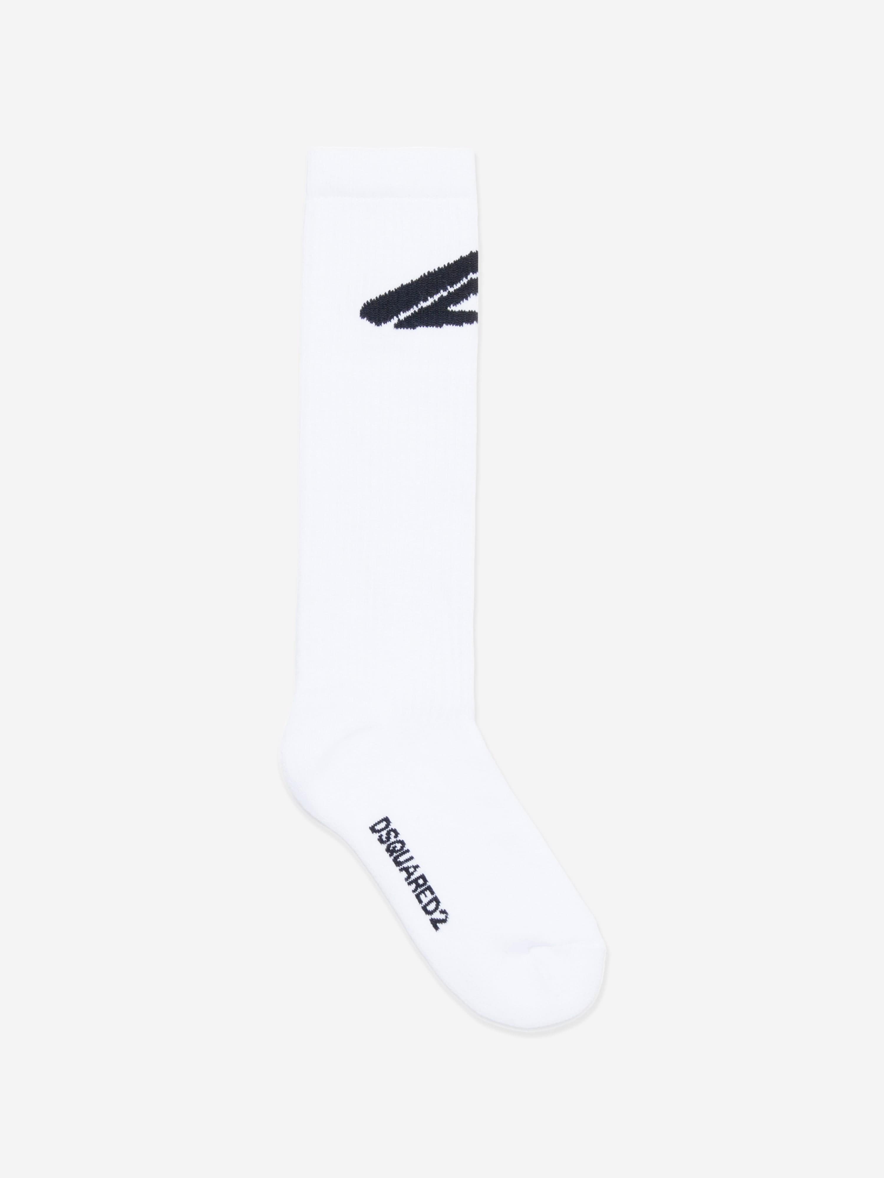 Dsquared2 Kids Icon Logo Socks in White With Paypal Low Pice