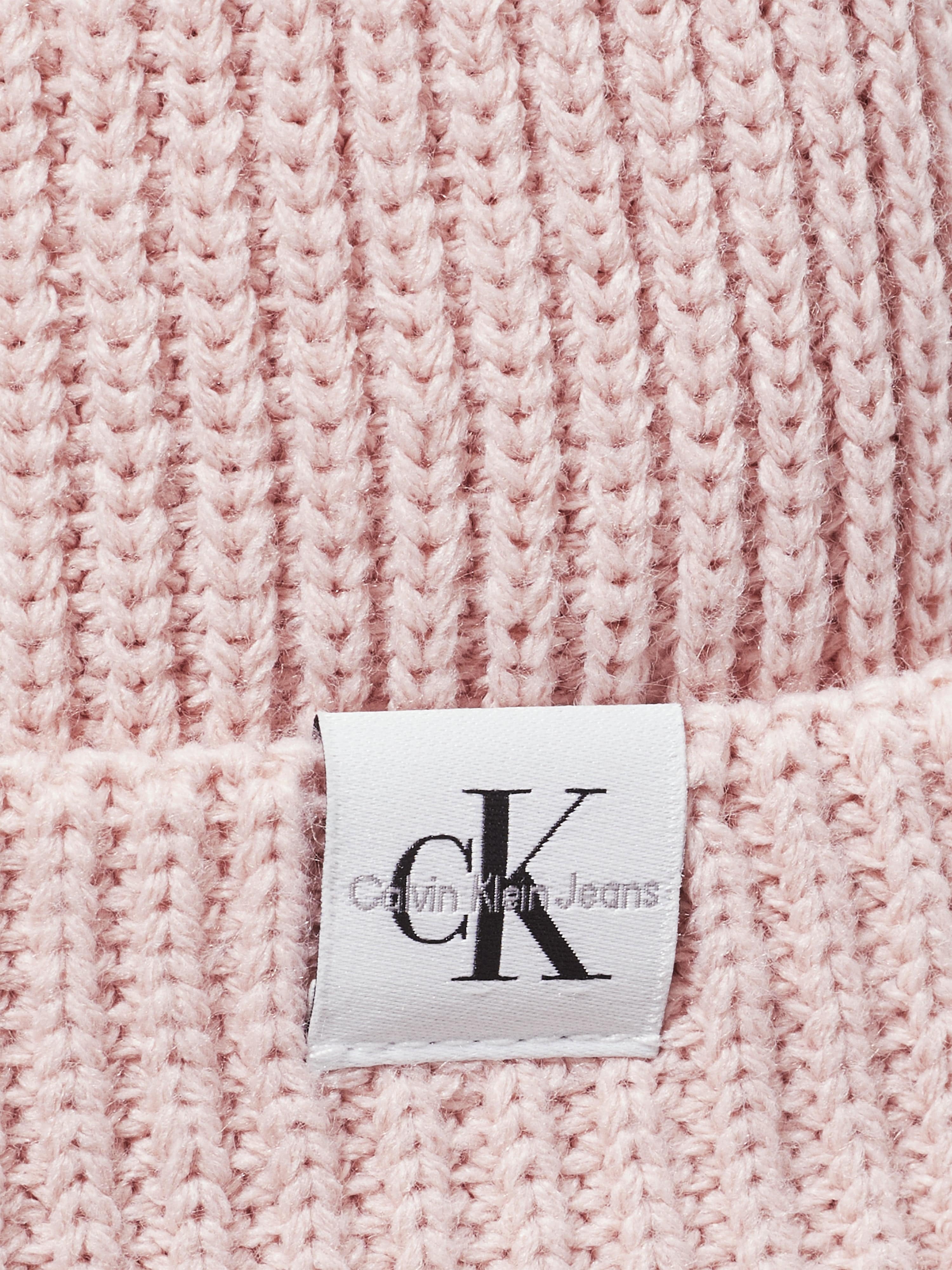 Calvin Klein Girls Monogram Rib Beanie Hat in Pink Discount Fast Delivery