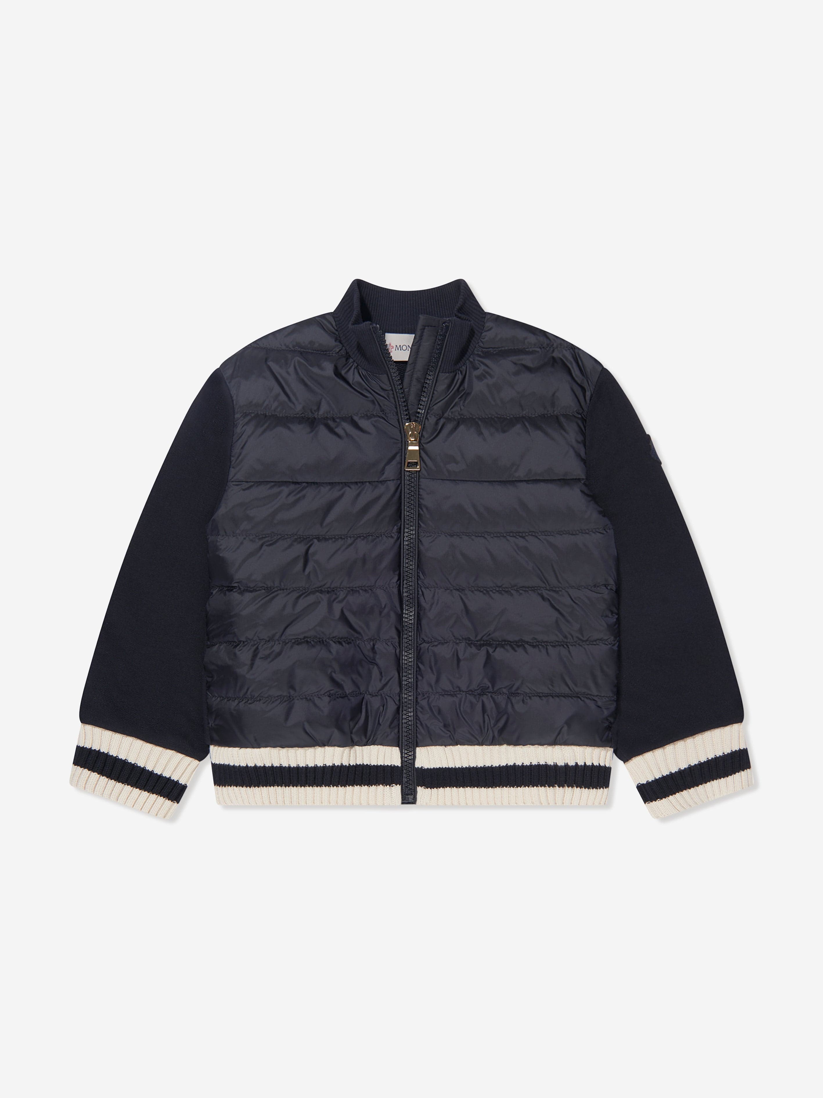 Moncler Enfant Girls Down Padded Zip Up Cardigan in Navy Clearance Newest