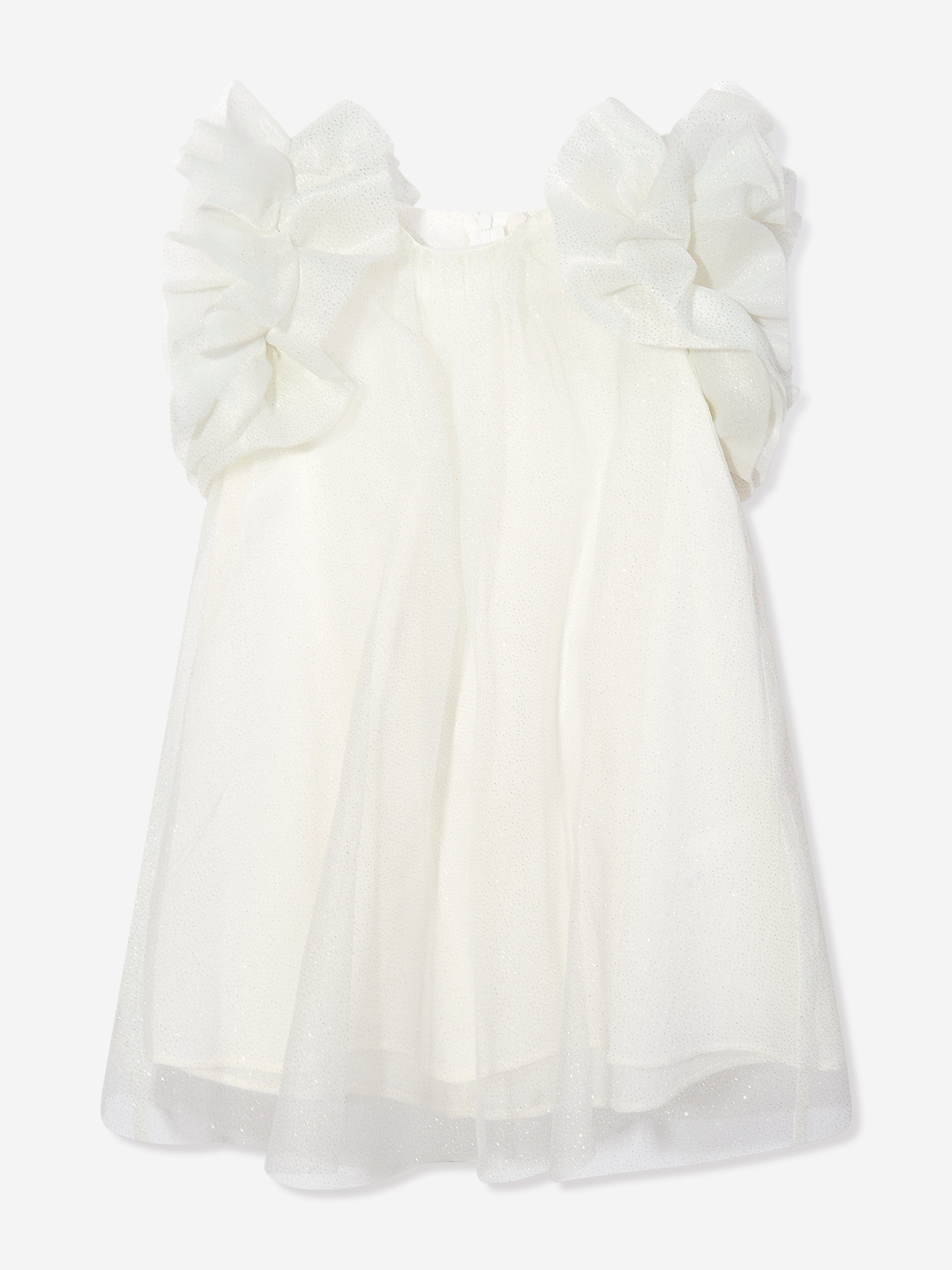 Mama Luma Girls Puffy Sleeves Tulle Dress in White Tumblr Cheap Online