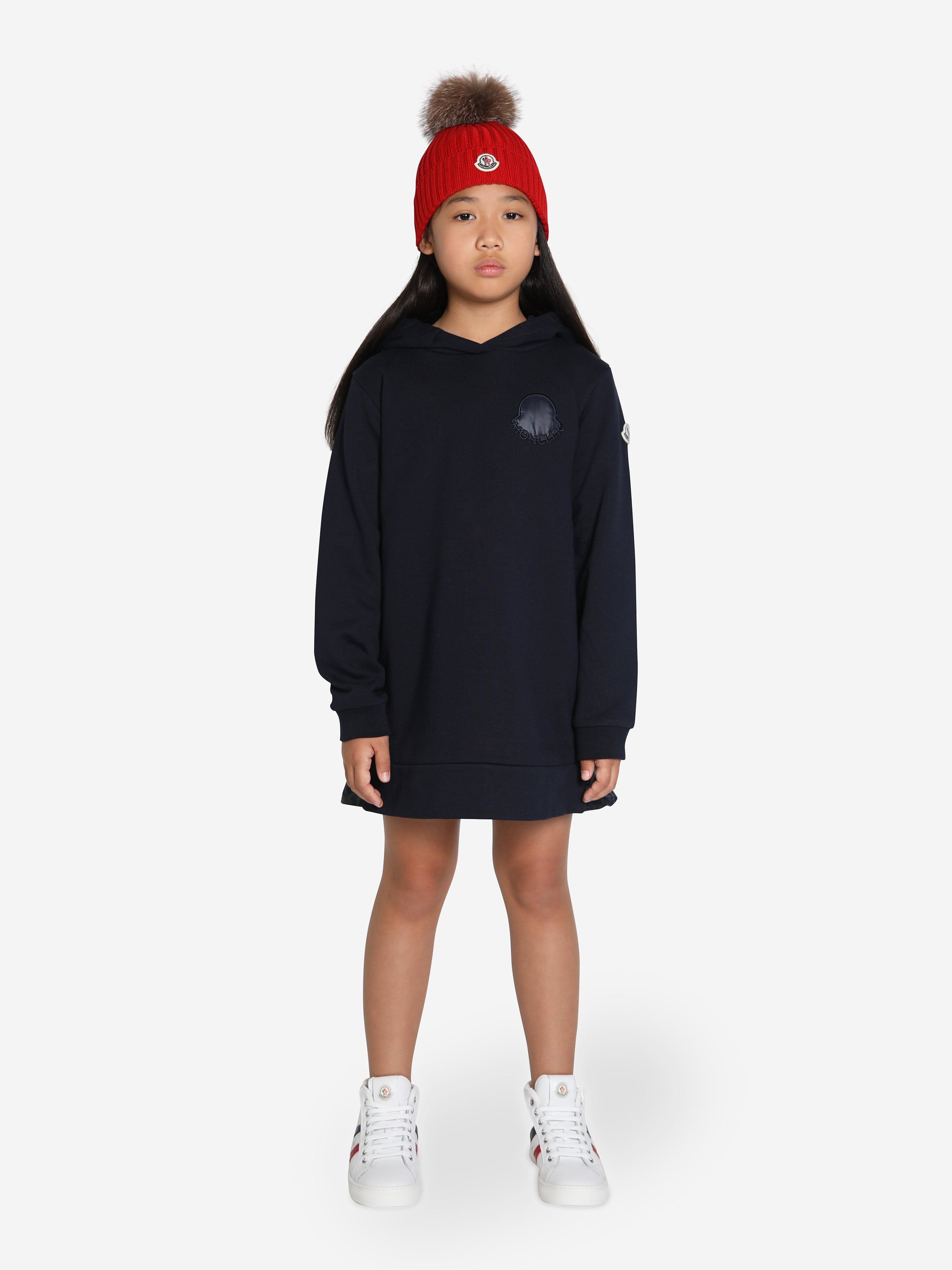 Moncler Enfant Girls Hooded Sweater Dress in Navy Discount Online