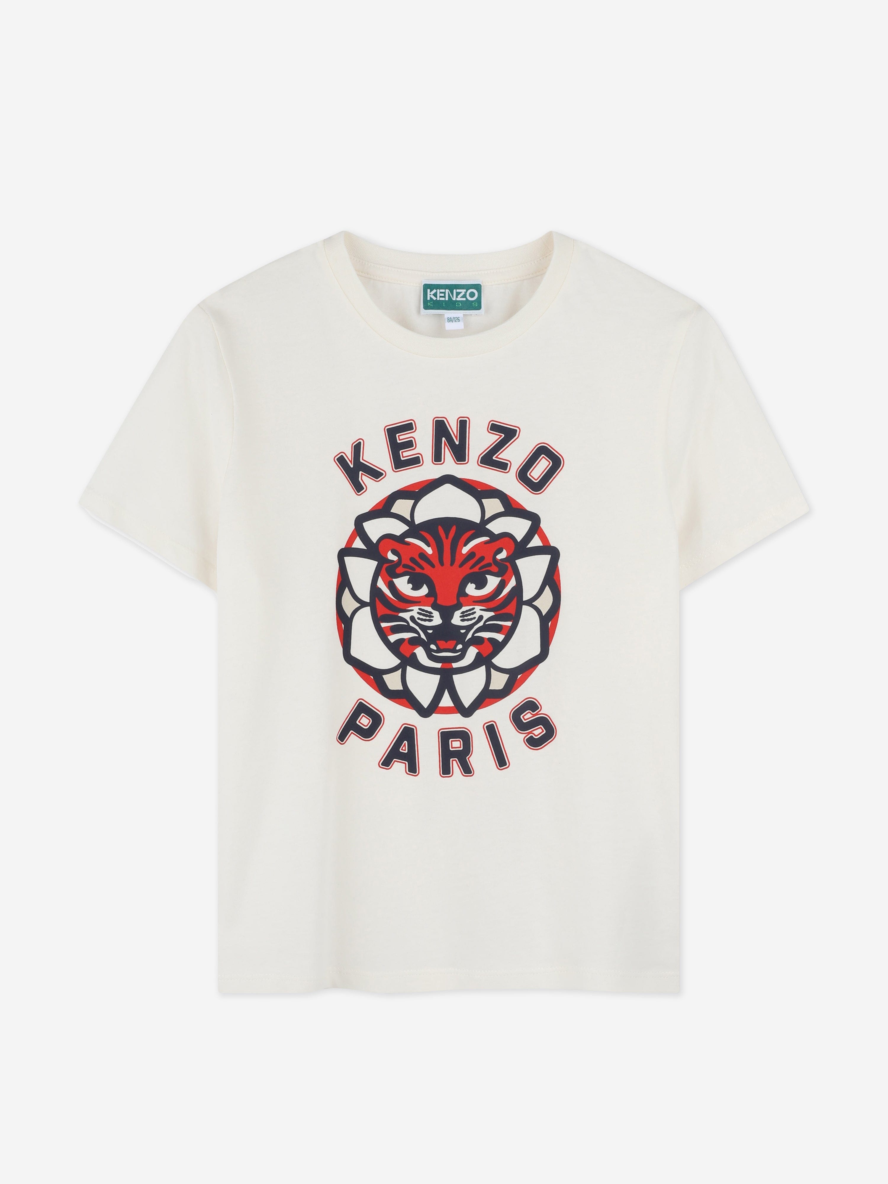 Kids Tiger Logo T-Shirt in Ivory Nicekicks