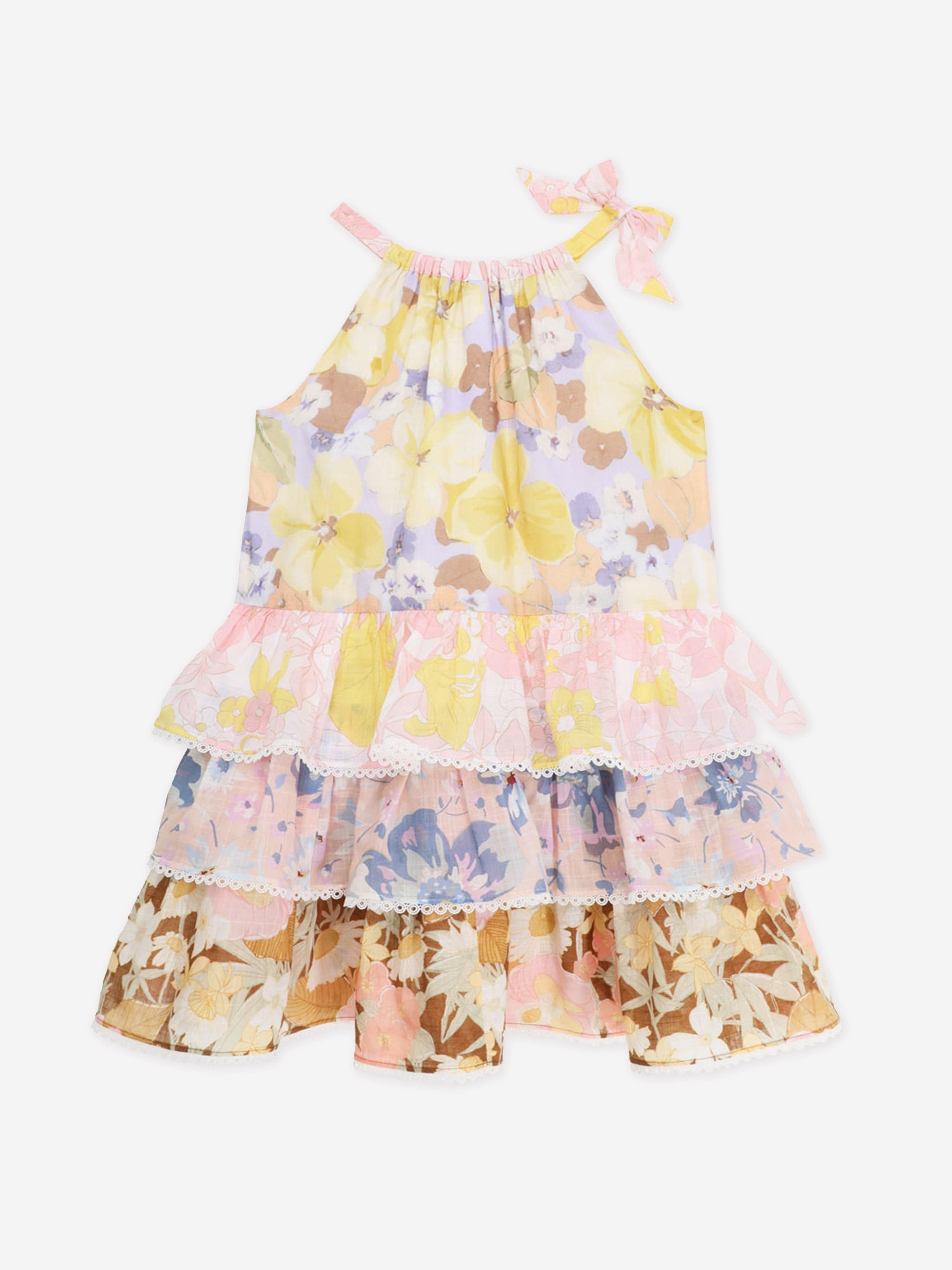 Zimmermann Girls Pop Tiered Halter Dress in Multicolour Cheap Sale Outlet