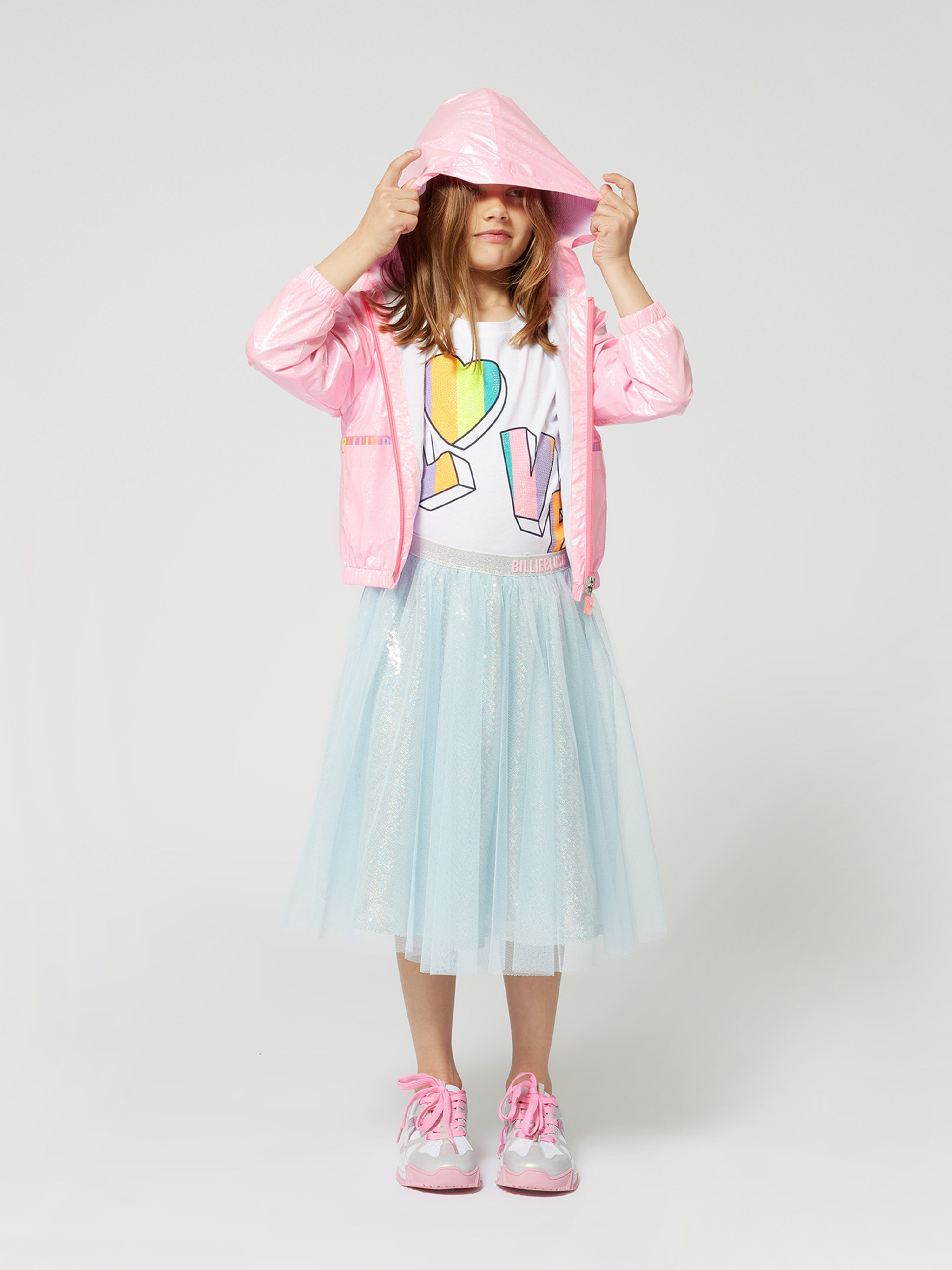 Girls Hooded Windbreaker in Pink Get Authentic