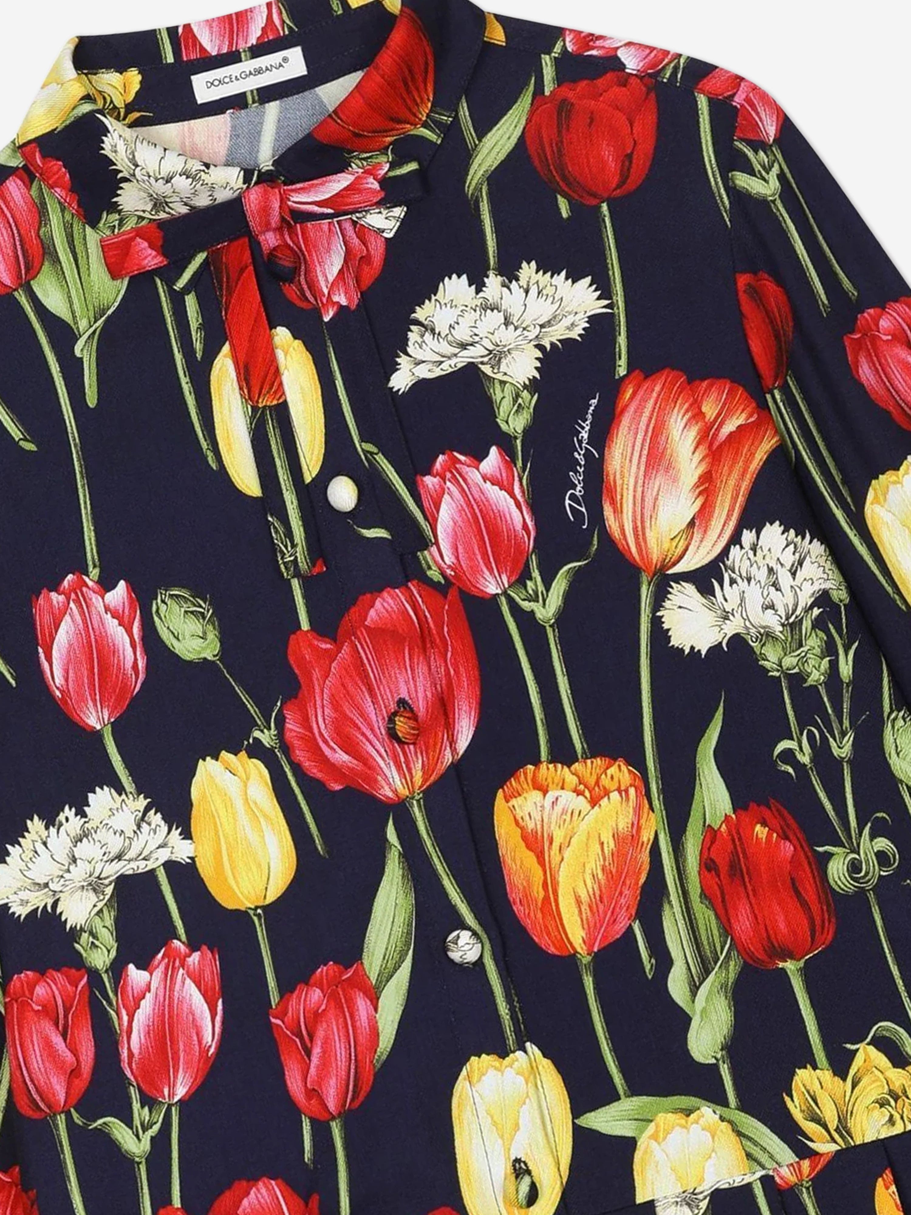 Dolce & Gabbana Girls Tulip Print Dress in Multicolour Cheap Pice Wholesale Pice
