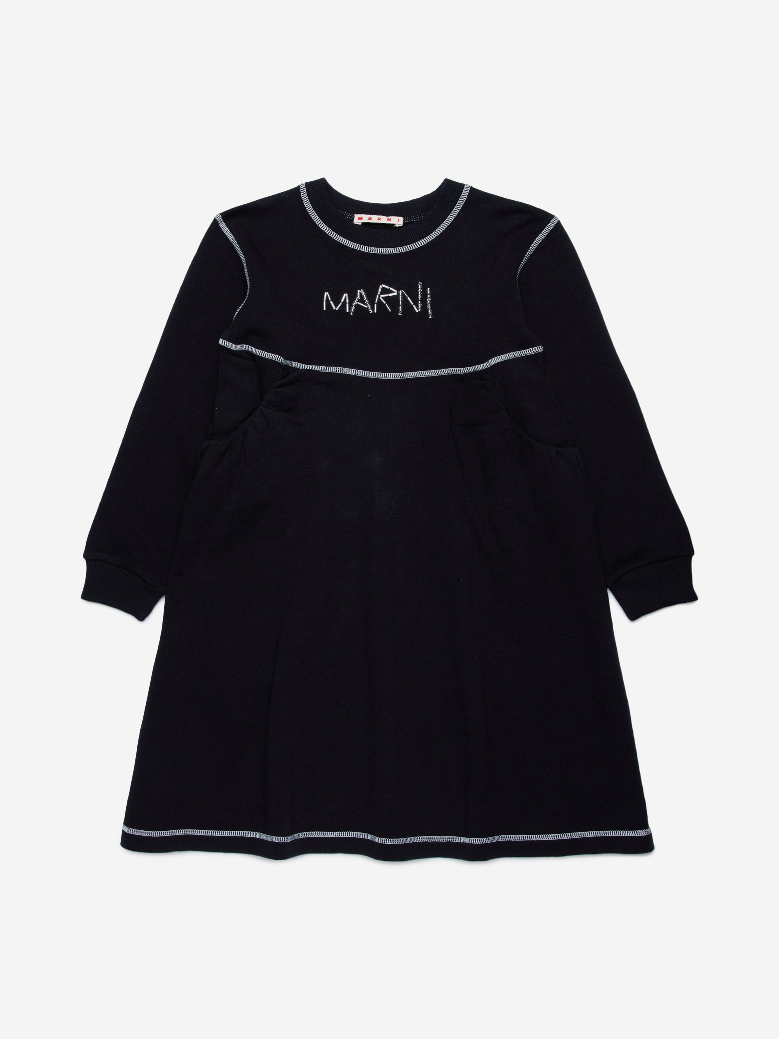 MARNI Girls Sweater Dress in Black Outlet Low Shipping Fee