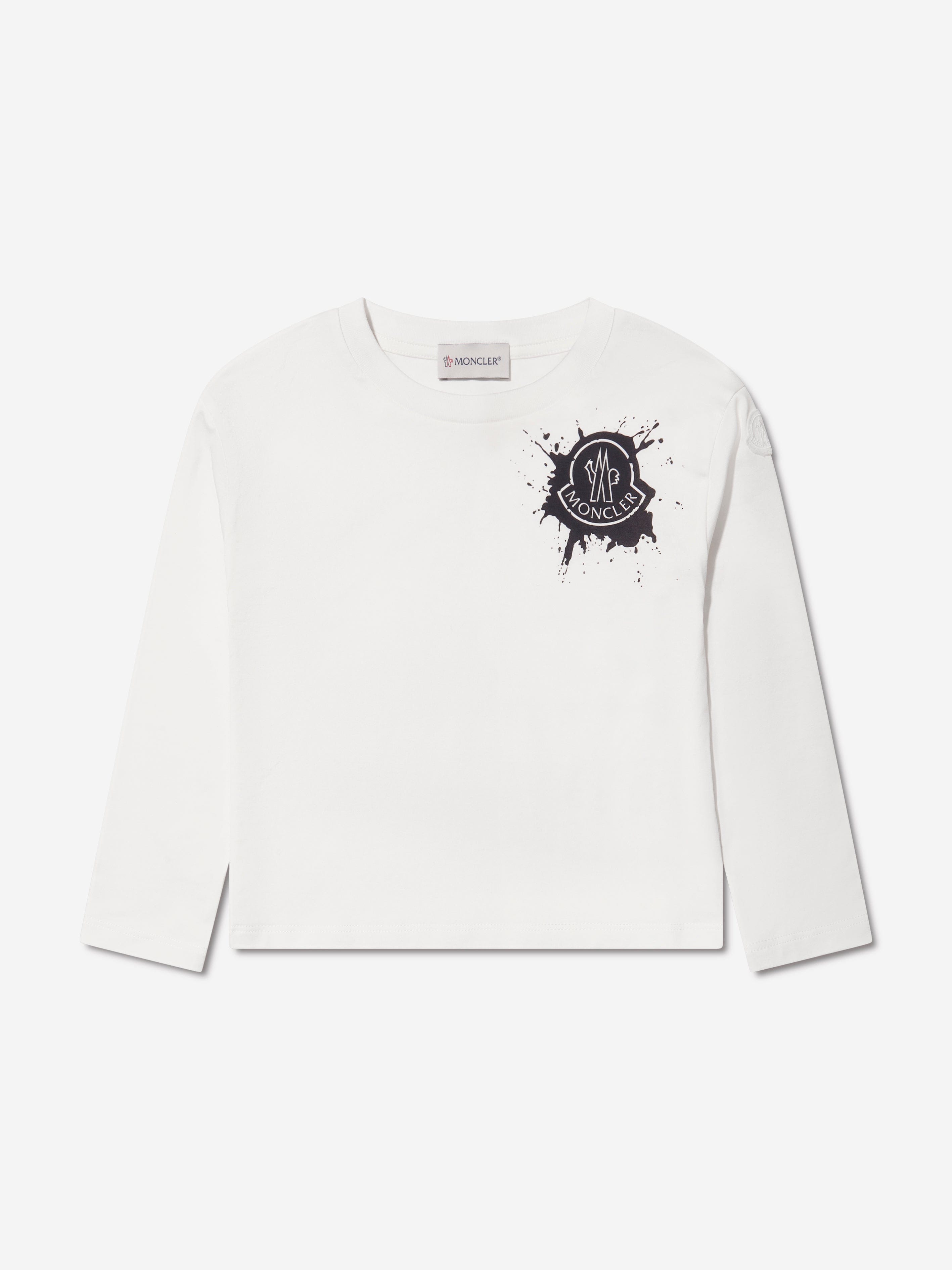 Moncler Enfant Girls Long Sleeve Logo T-Shirt in White Cheap Sale Cheapest
