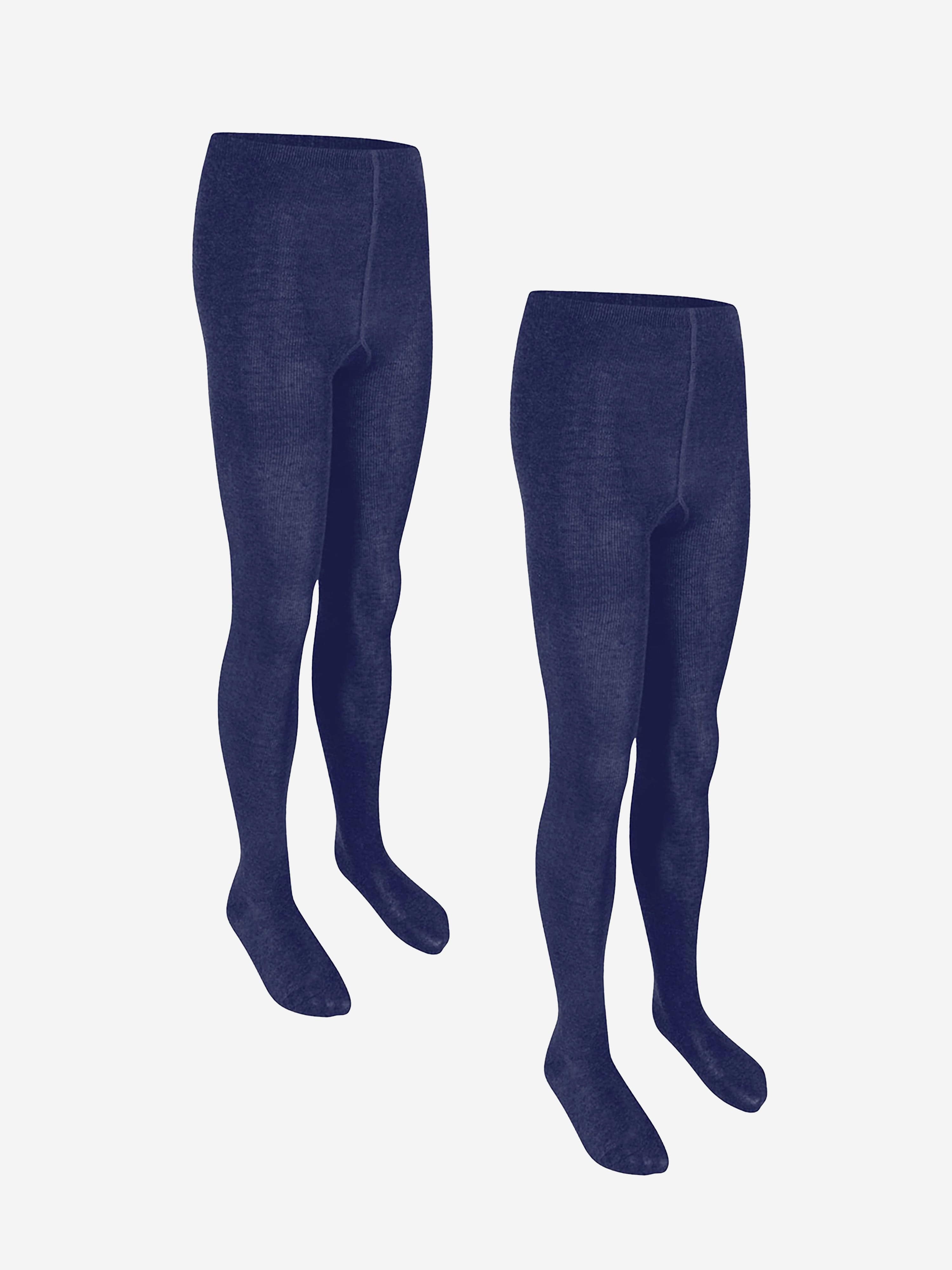 Zeco Girls School Cotton Tights (2 Pack) in Navy Authentic For Sale