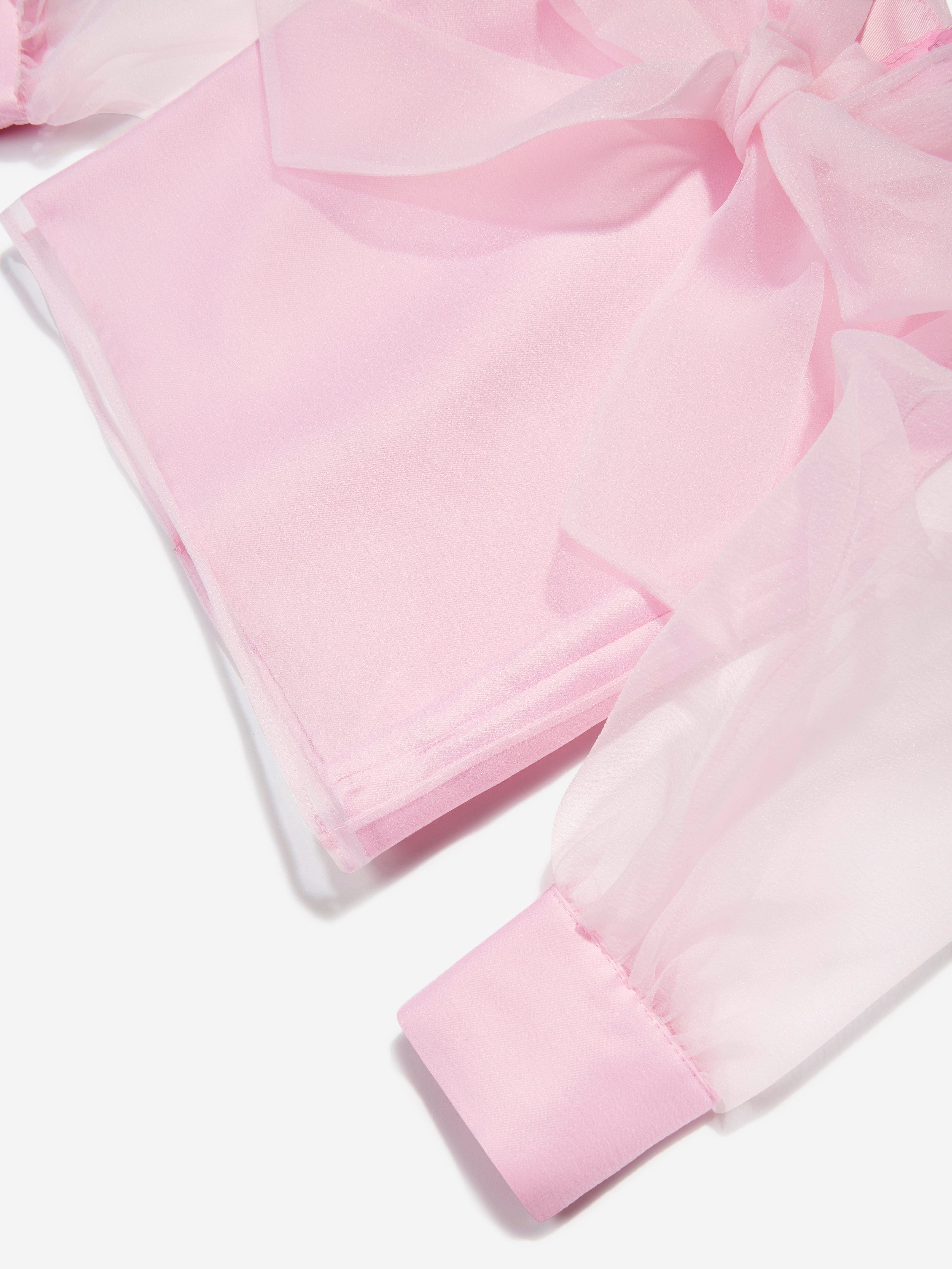 Mama Luma Girls Organza Bow Blouse in Pink Cheap For Nice