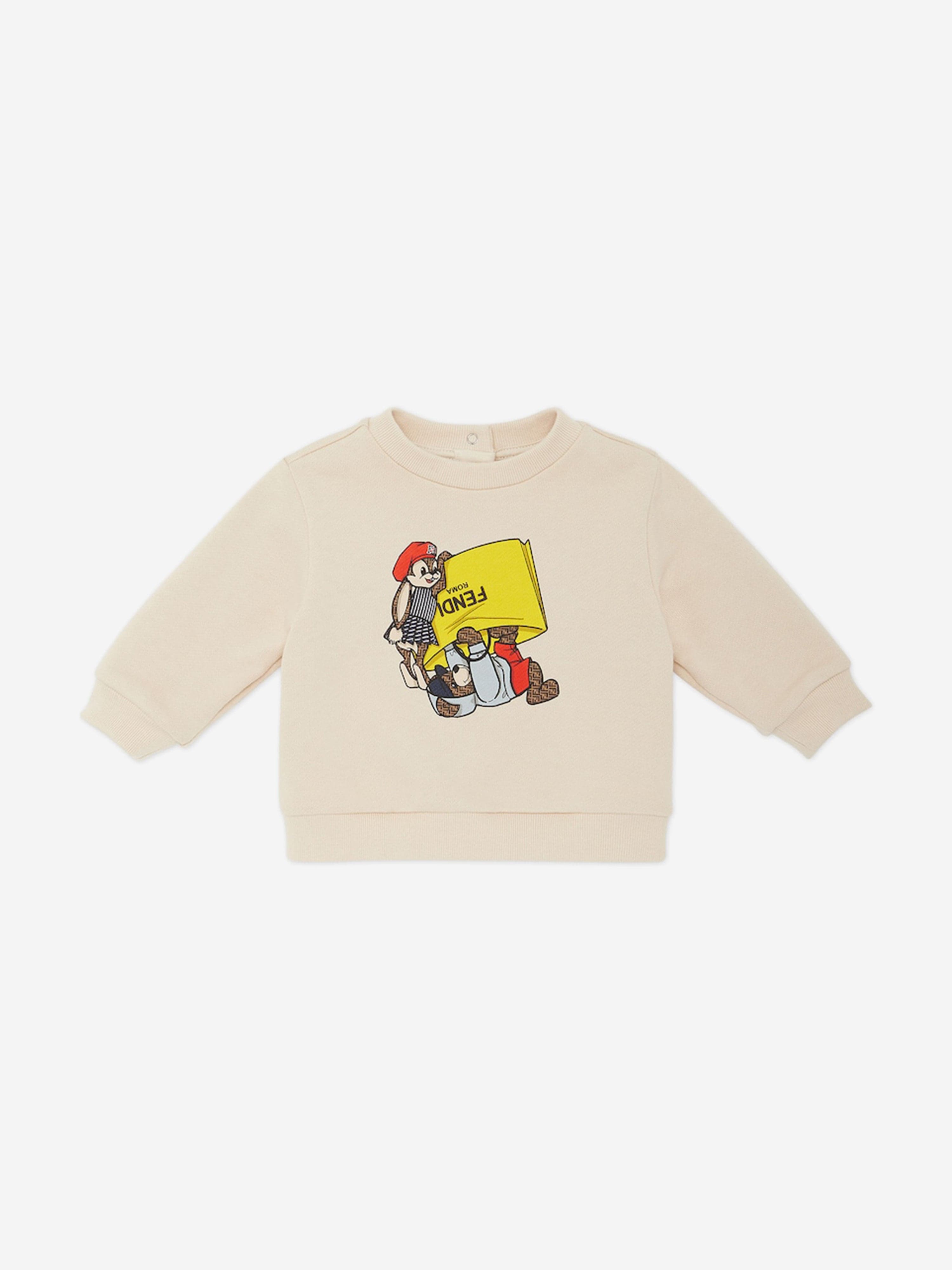 Fendi Baby Graphic Sweatshirt in Beige Free Shipping Tumblr