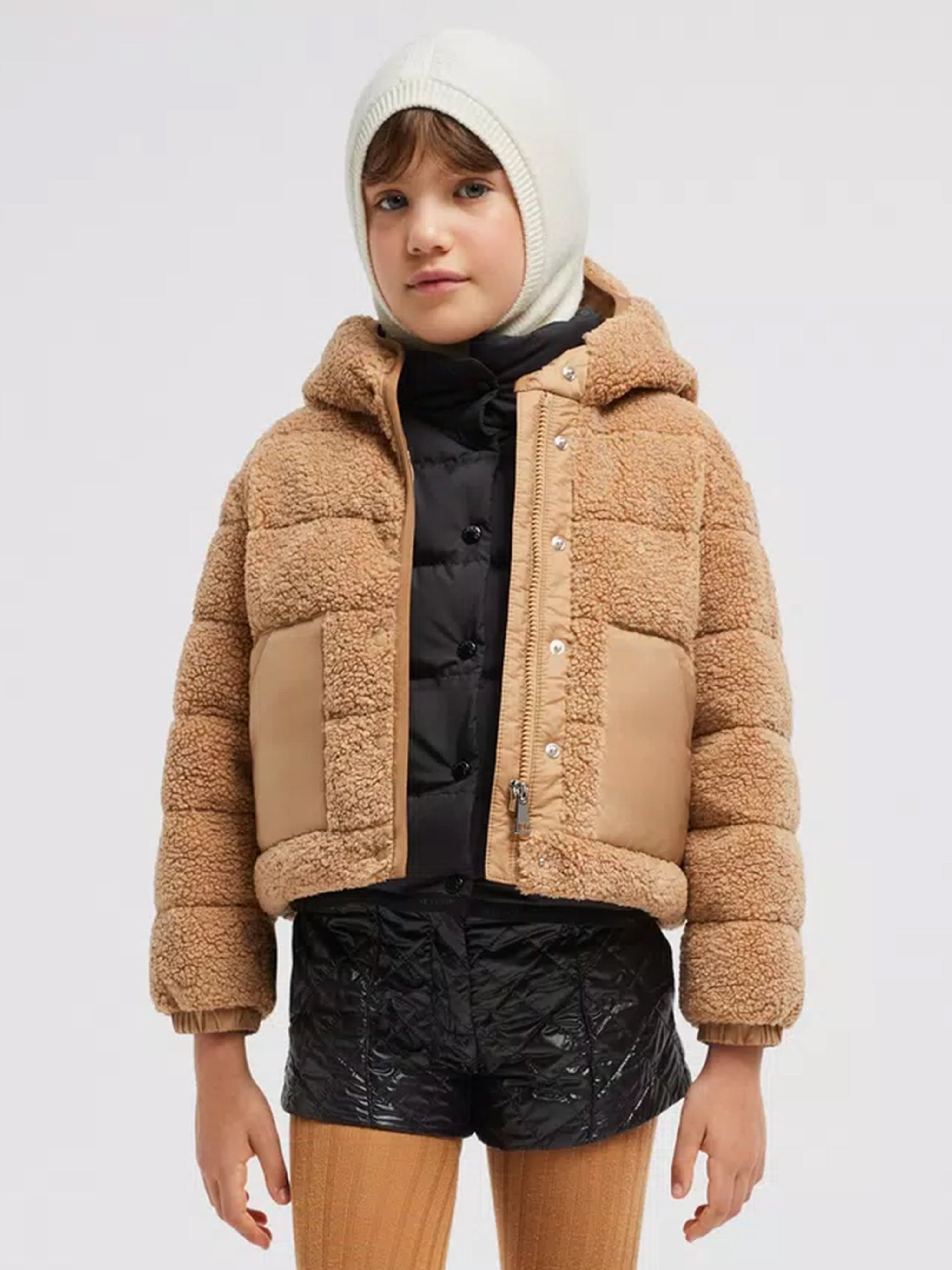 Moncler Enfant Girls Down Teddy Fleece Audrieu Jacket in Beige For Cheap Cheap Online