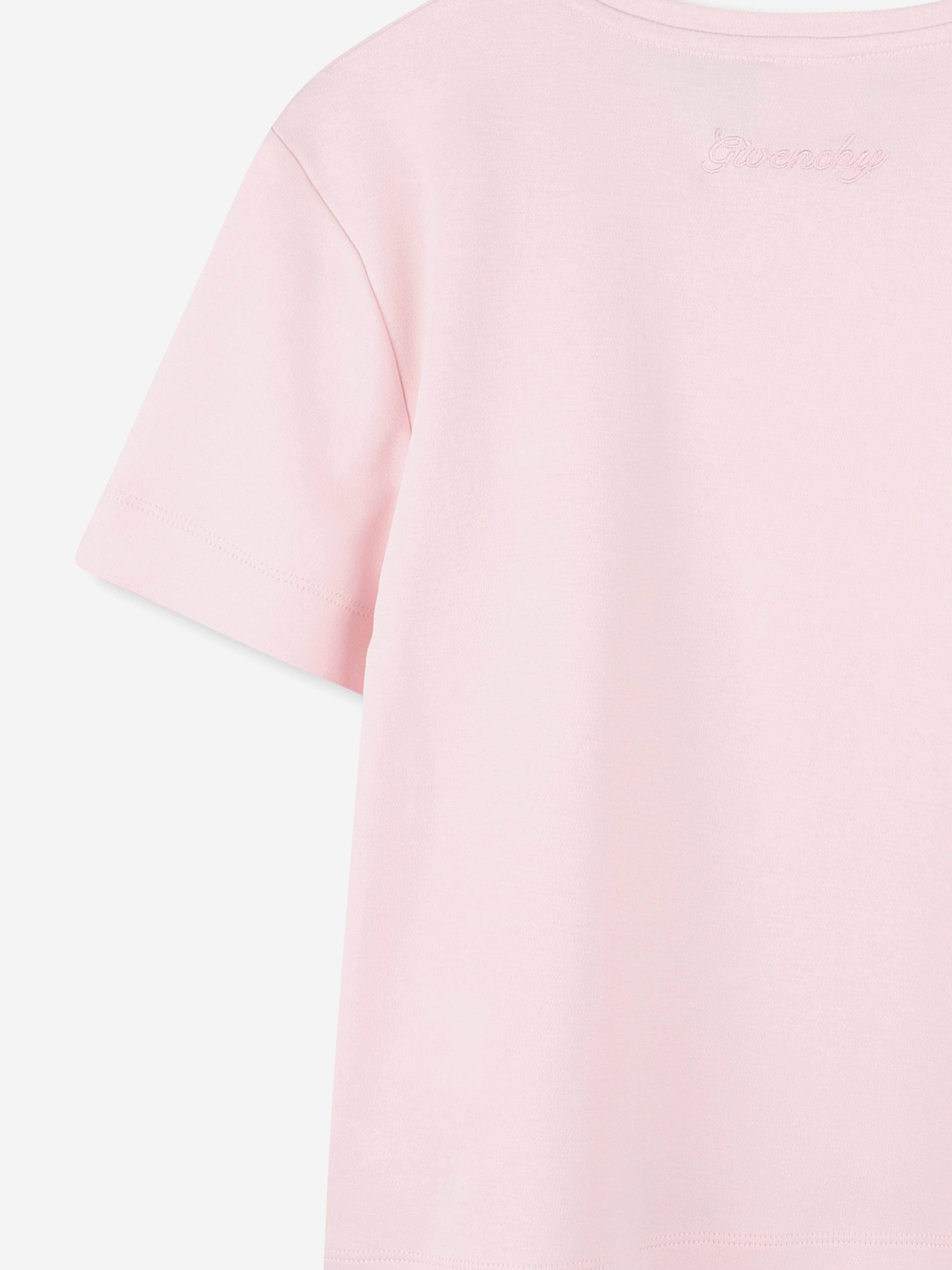 Girls 4G Satin Bow T-Shirt in Pink Marketable