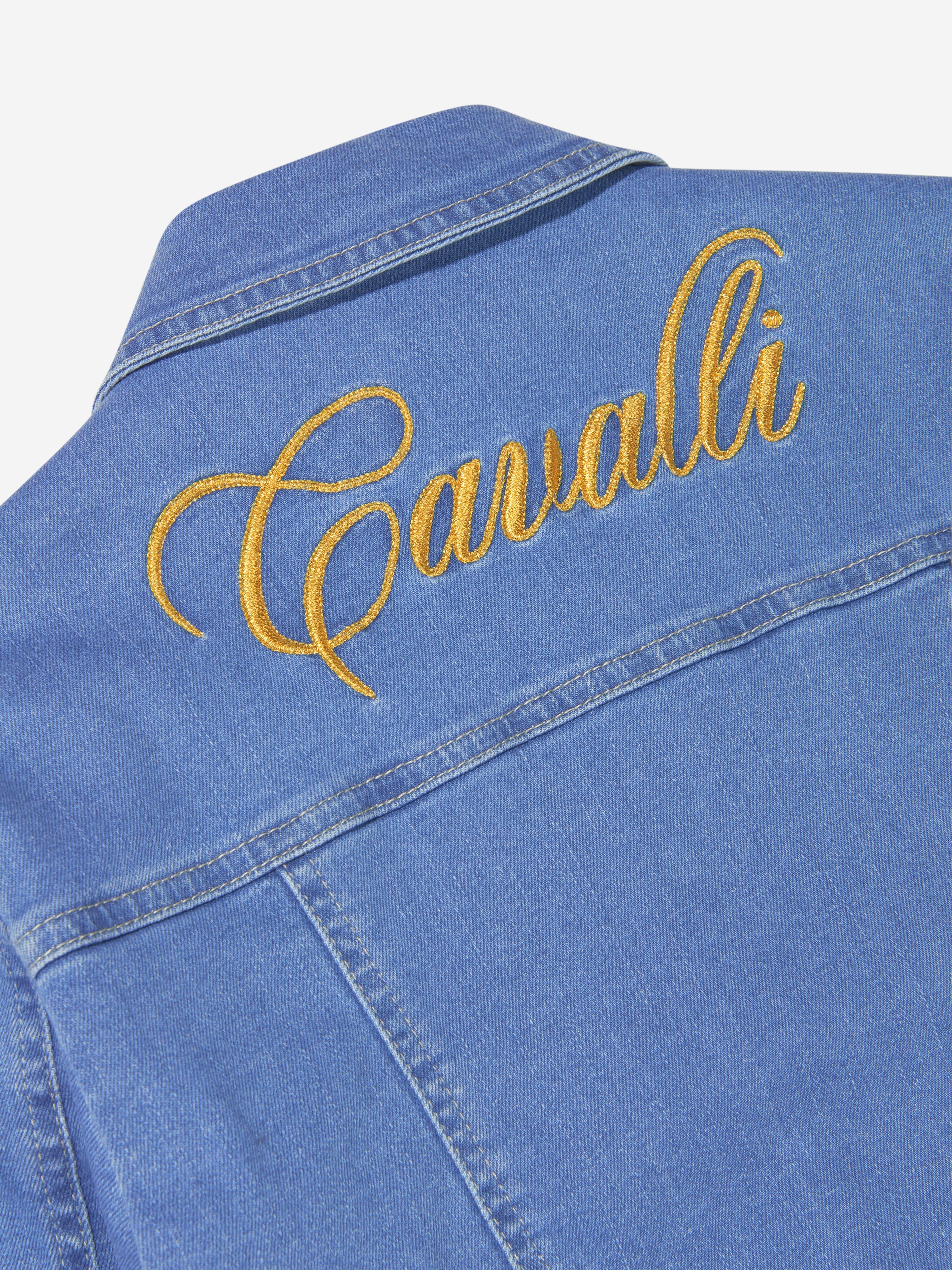 Roberto Cavalli Girls Cotton Denim Jacket Discount Authentic