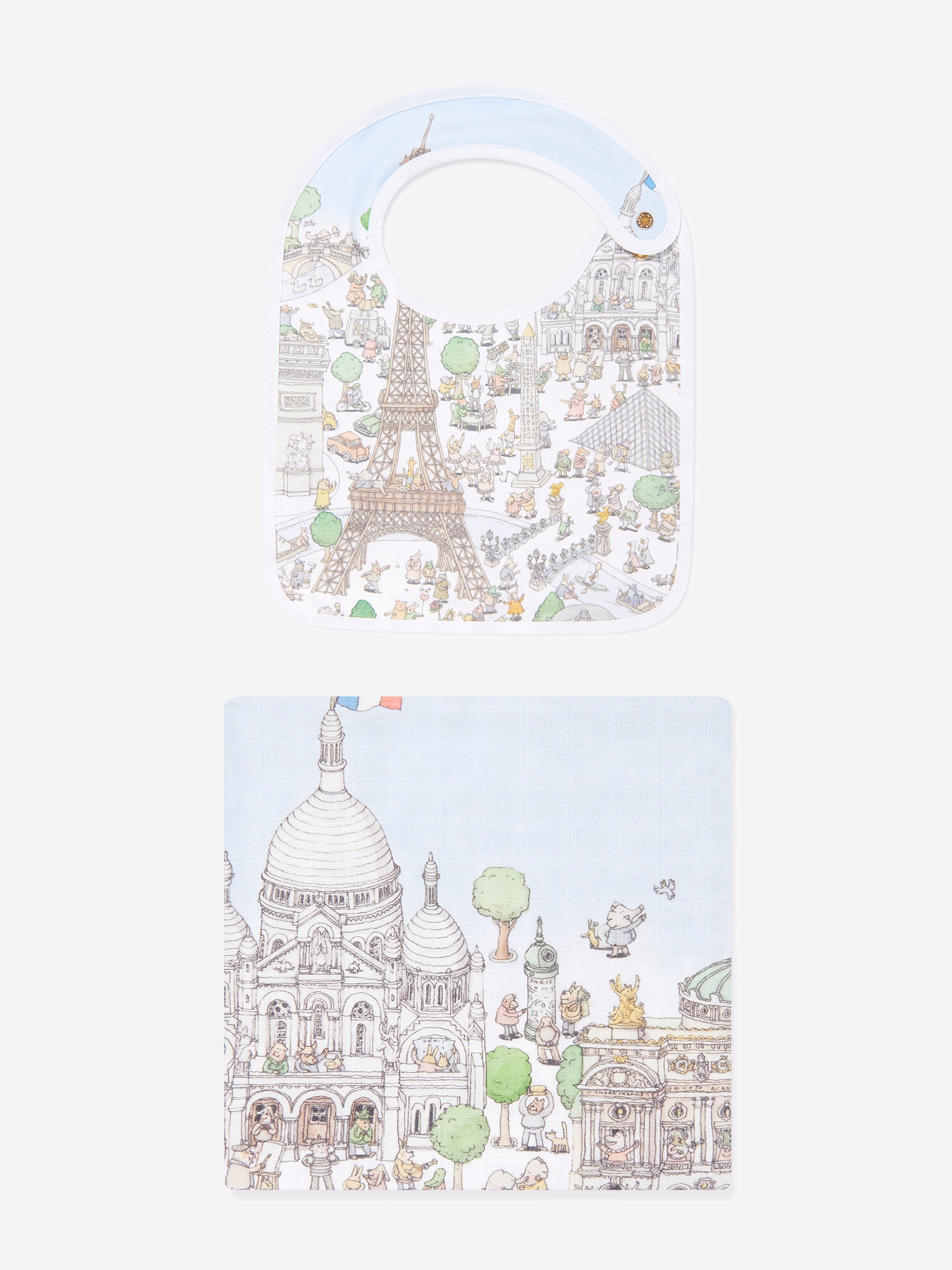 Atelier Choux Baby Paris Swaddle And Satin Bib Set in Pink Enjoy Online