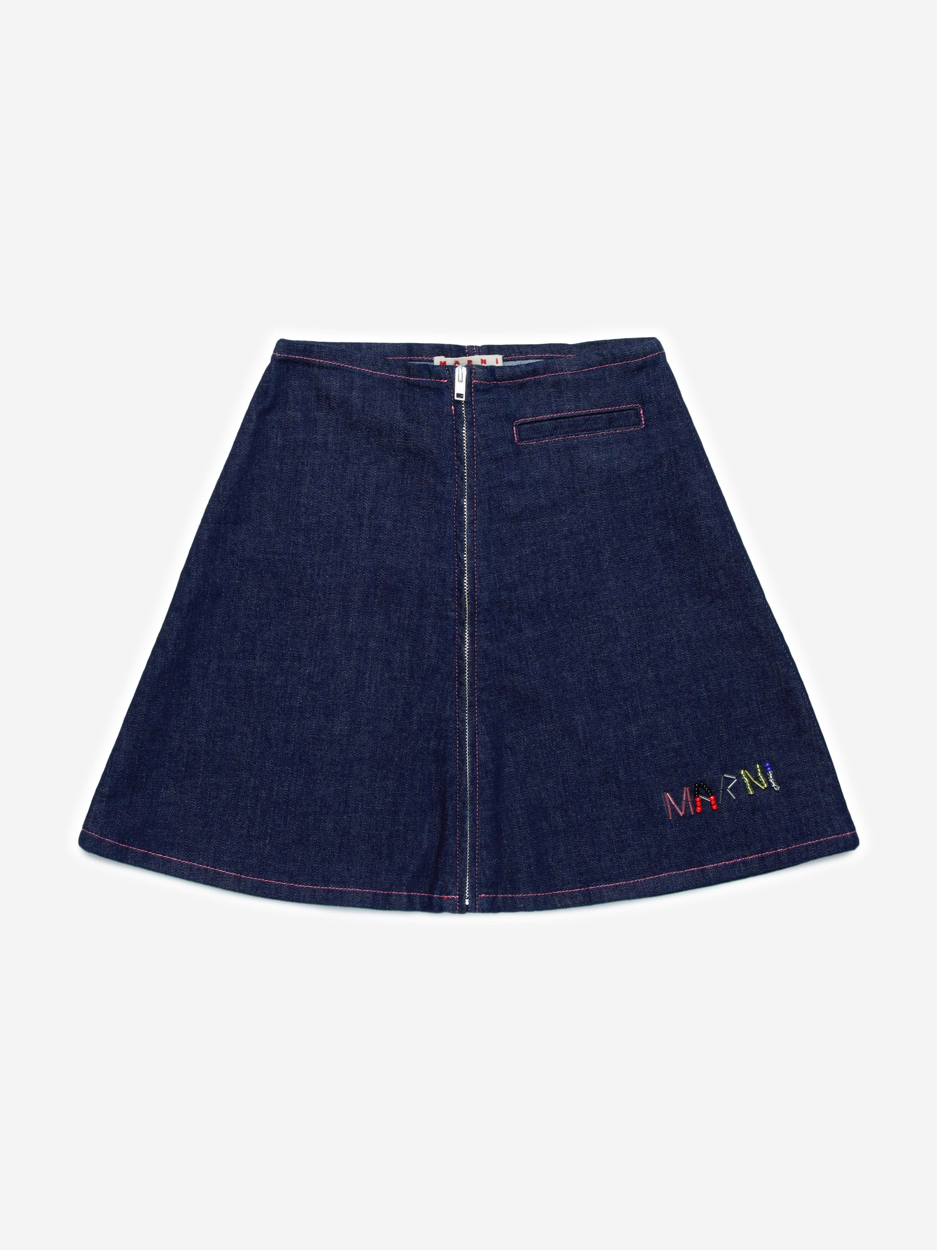 MARNI Girls Zip Up Denim Skirt in Blue Sale Best Wholesale