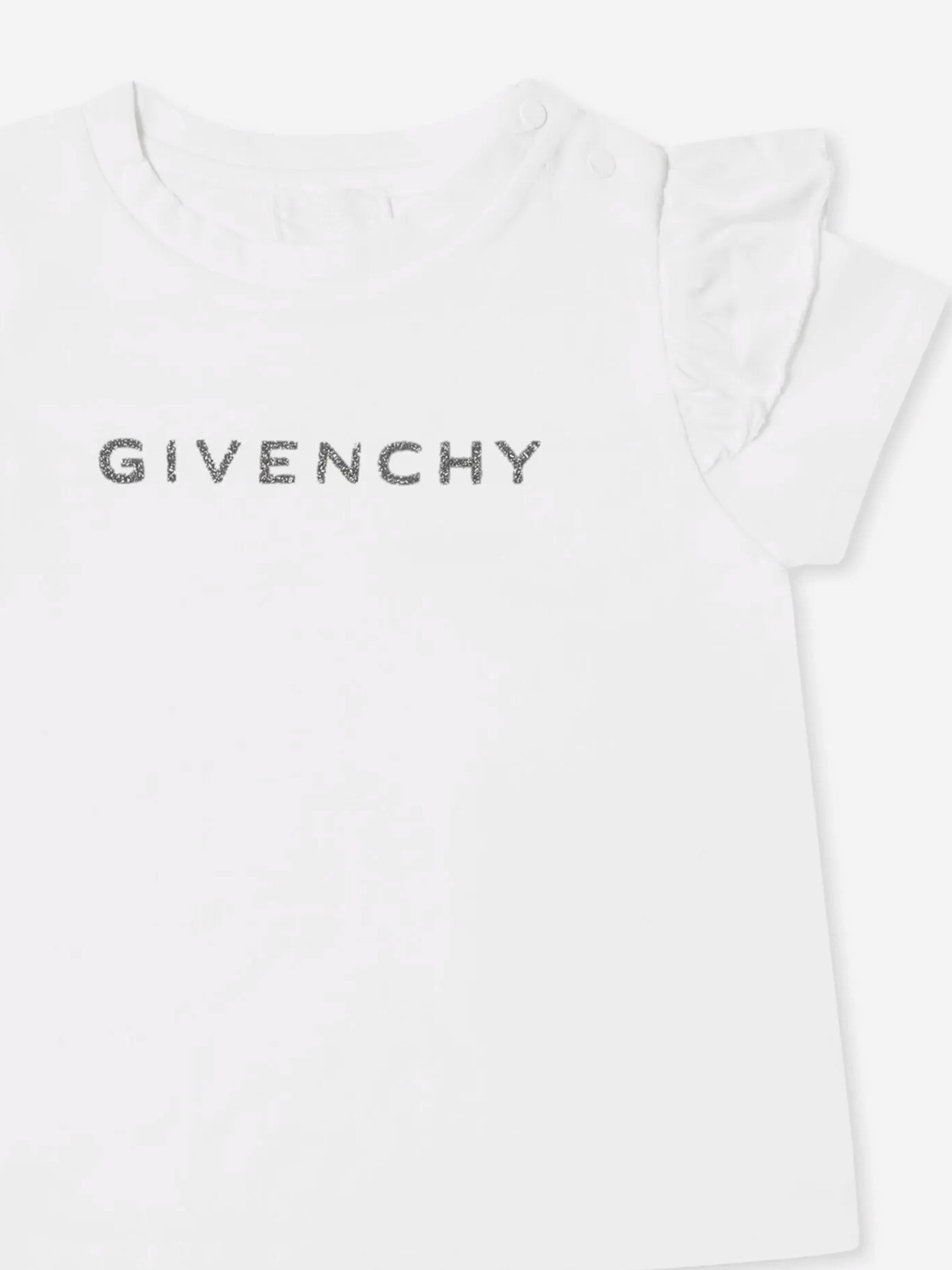 Baby Girls Glitter Logo T-Shirt in White Cheap New Styles