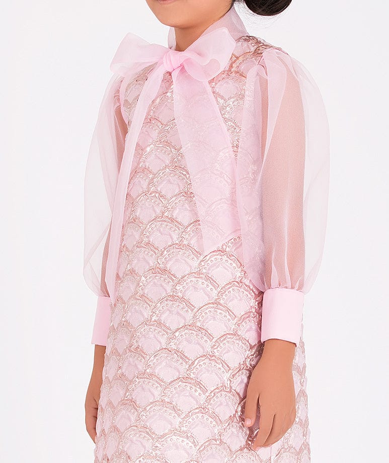 Mama Luma Girls Organza Bow Blouse in Pink Cheap For Nice