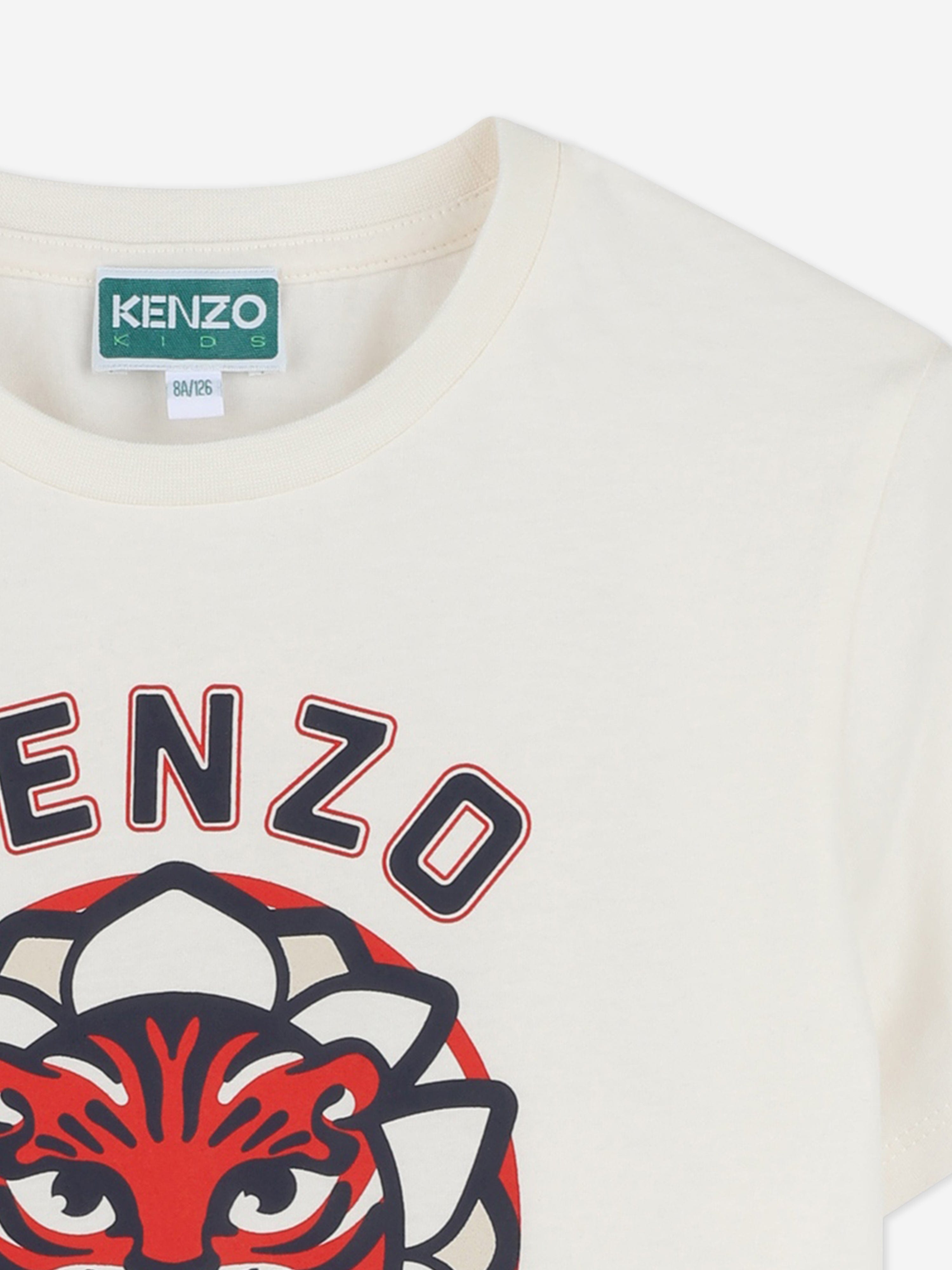 Kids Tiger Logo T-Shirt in Ivory Nicekicks